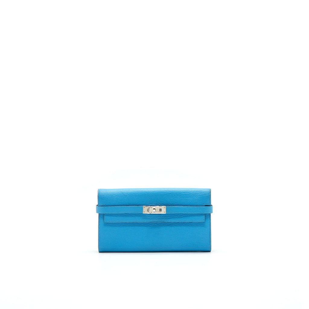 HERMES KELLY LONG WALLET BLUE SHW