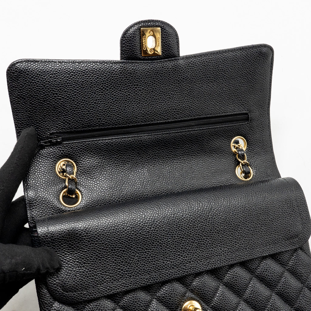 CHANEL MEDIUM CLASSIC DOUBLE FLAP BAG CAVIAR BLACK GHW