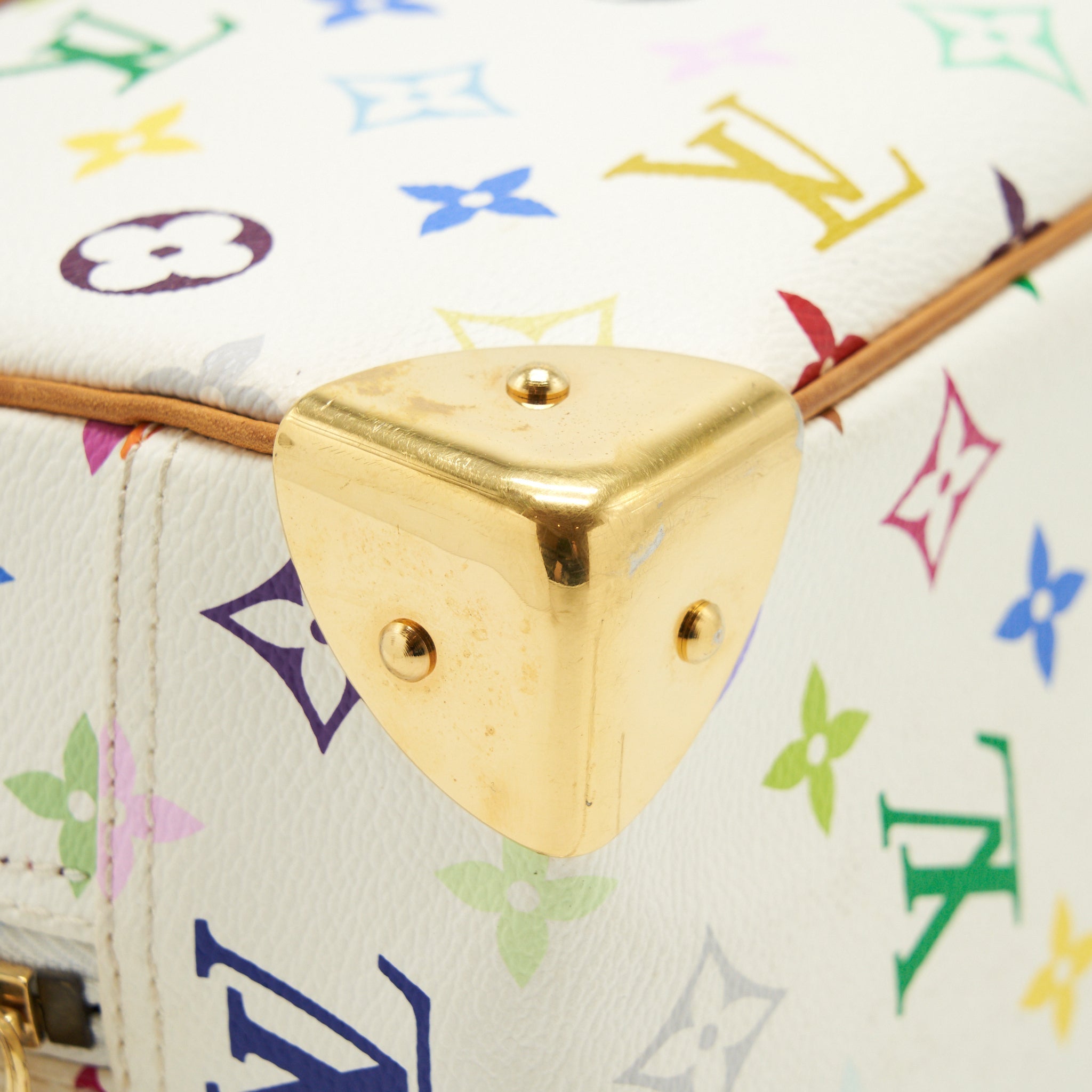 LOUIS VUITTON VINTAGE BOWLING BAG WHITE/ MULTICOLOURED