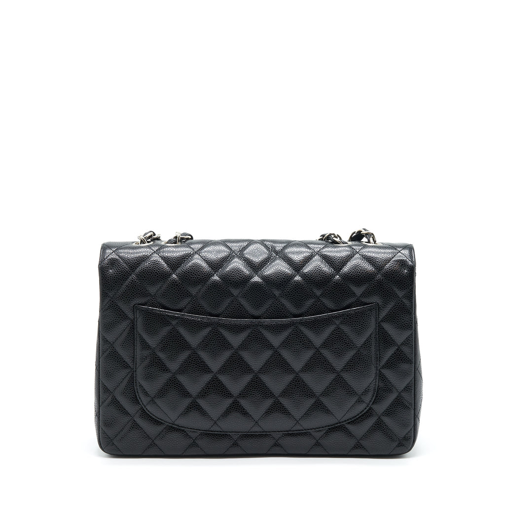 CHANEL JUMBO SINGLE FLAP BAG CAVIAR BLACK SHW
