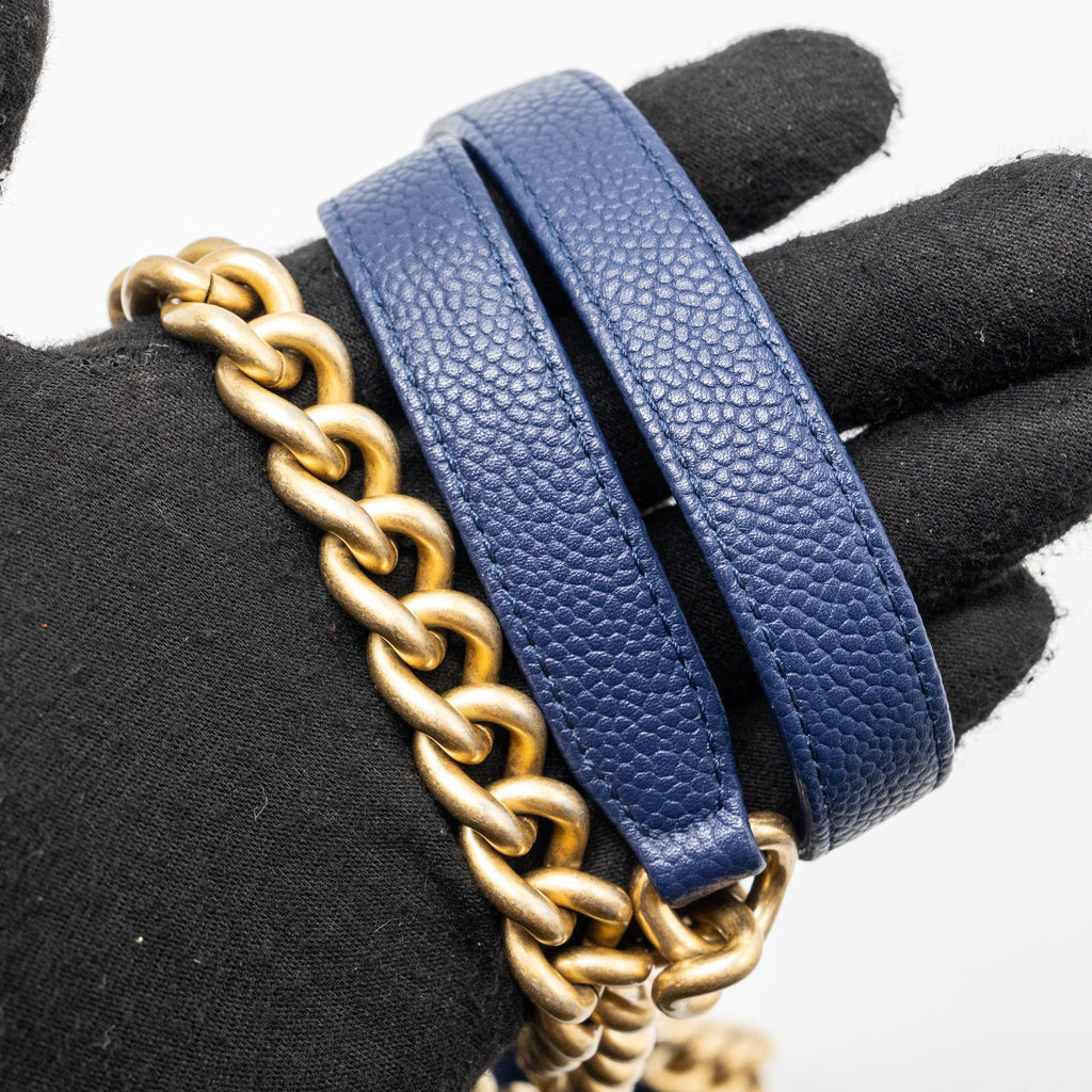 CHANEL TOP HANDLE DRAWSTRING BUCKET BAG CAVIAR NAVY GHW
