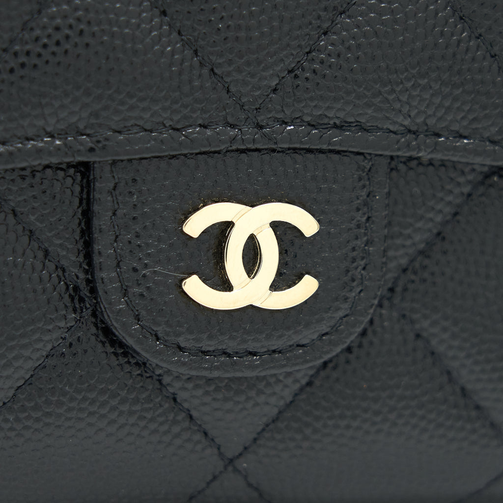 CHANEL CLASSIC CARD HOLDER WITH CHAIN BLACK LGHW SERIAL 30