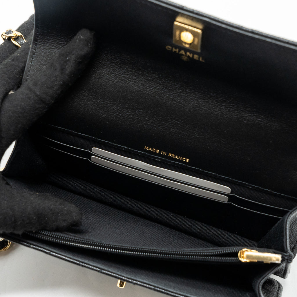 CHANEL 23S WALLET ON CHAIN WITH BAG CHARM CAVIAR BLACK GHW(MICROCHIP)