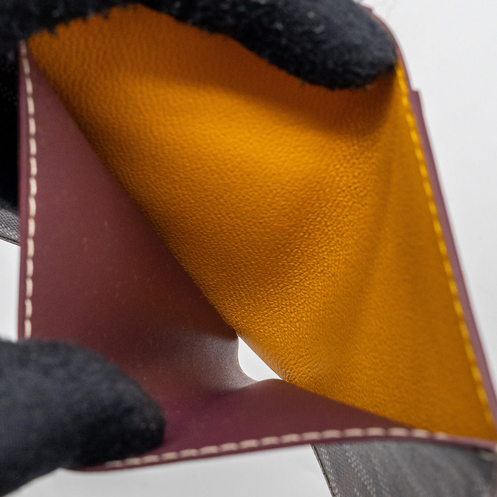 GOYARD SAINT PIERRE CARD WALLET CANVAS/ CALFSKIN BURGUNDY