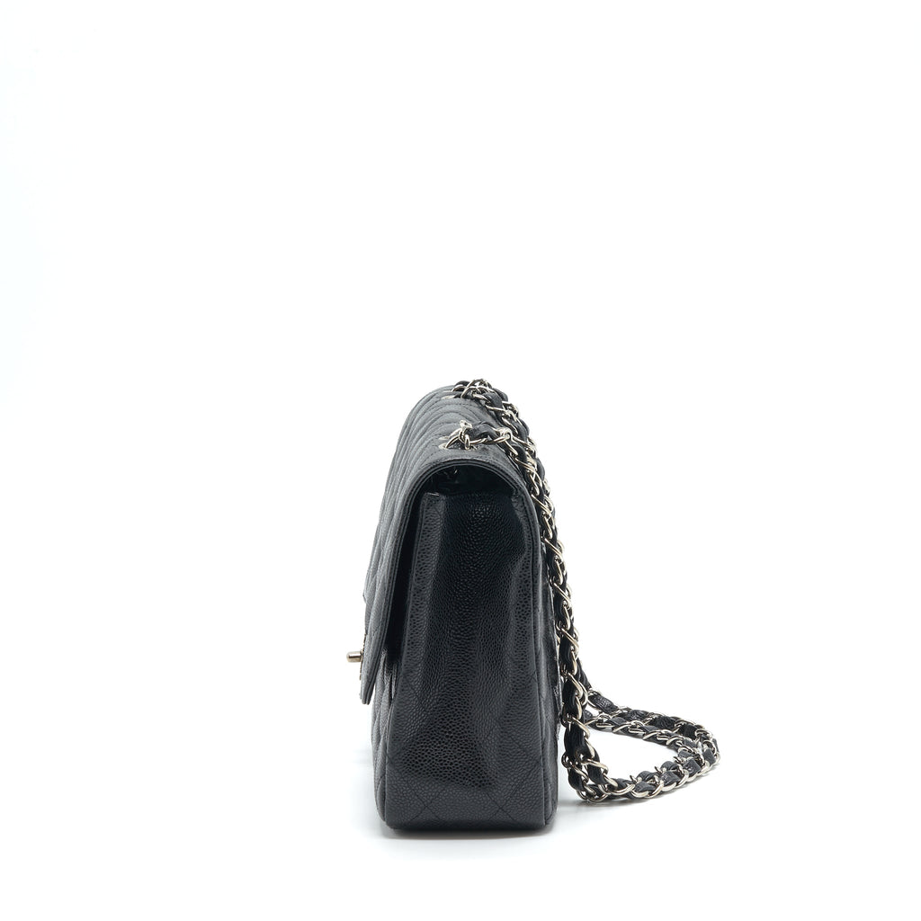 CHANEL JUMBO SINGLE FLAP BAG CAVIAR BLACK SHW