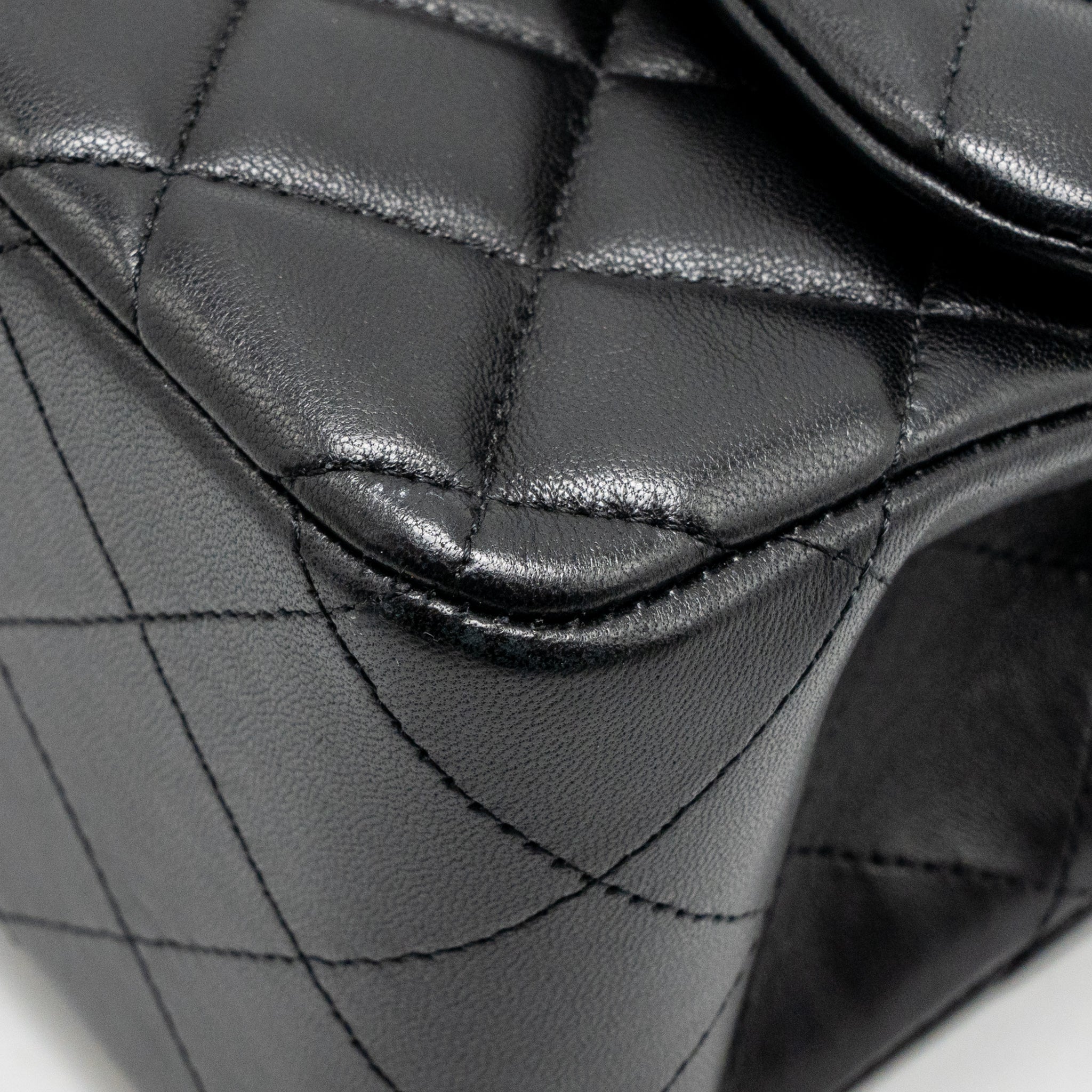 CHANEL JUMBO CLASSIC DOUBLE FLAP BAG LAMBSKIN BLACK GHW