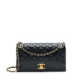 CHANEL LARGE SINGLE FLAP BAG CALFSKIN  BLACK GHW