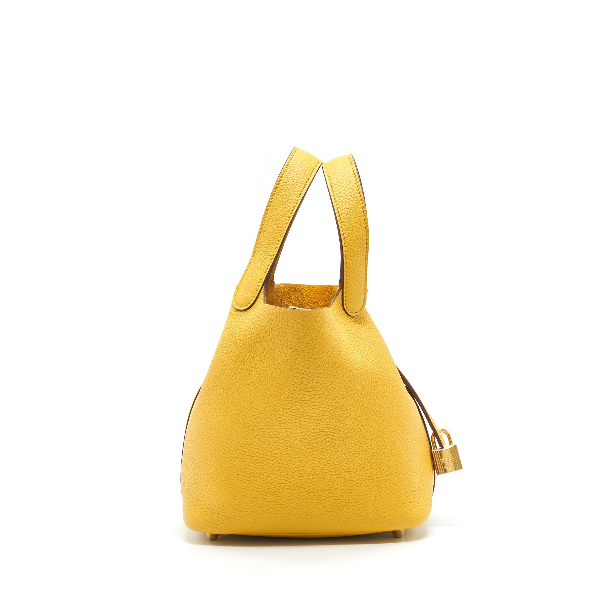 HERMES PICOTIN 18 LOCK BAG 9D JAUNE AMBR GHW