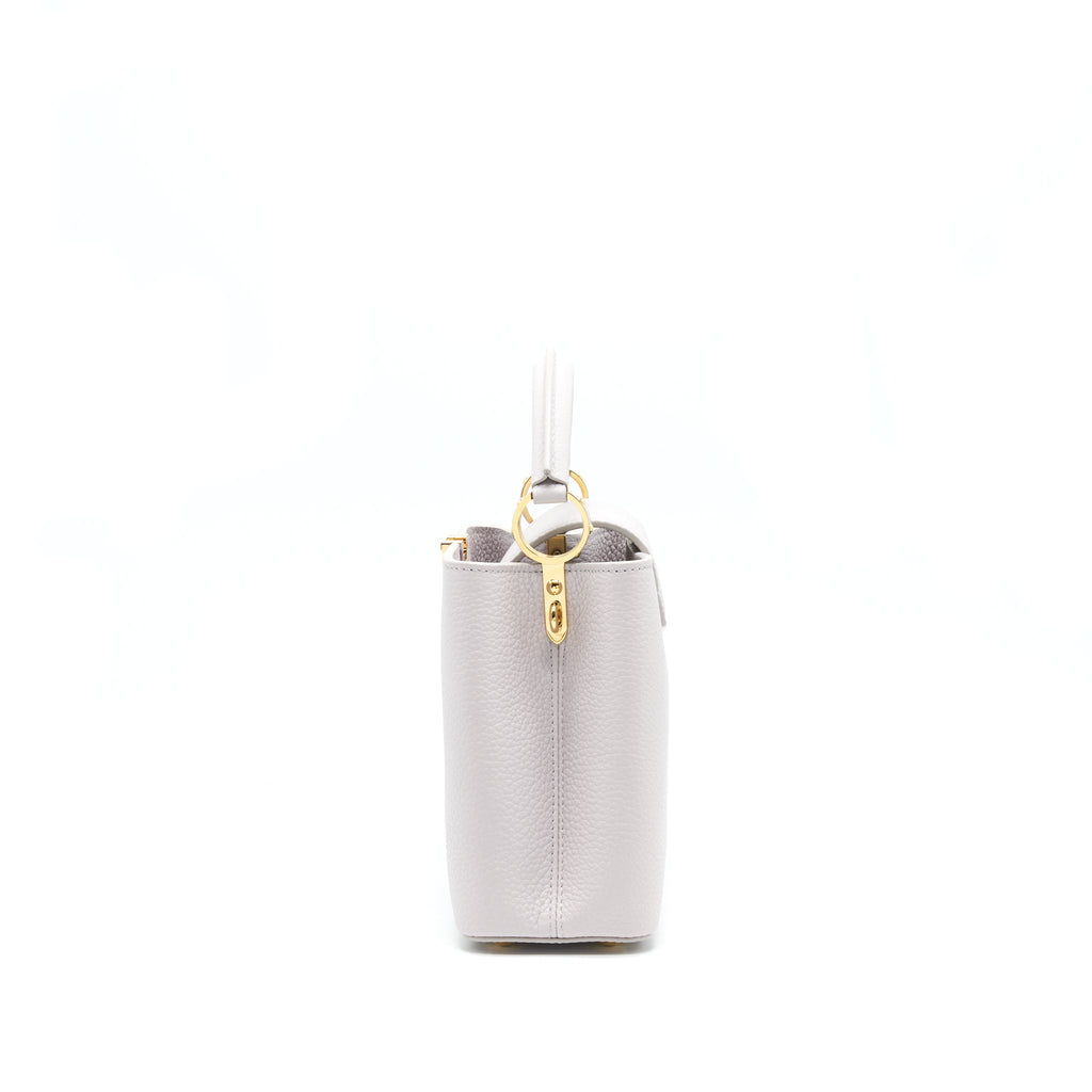 LOUIS VUITTON CAPUCINES BB BRUME GREY GOLD HARWARE WITH ABALONE-SHELL
