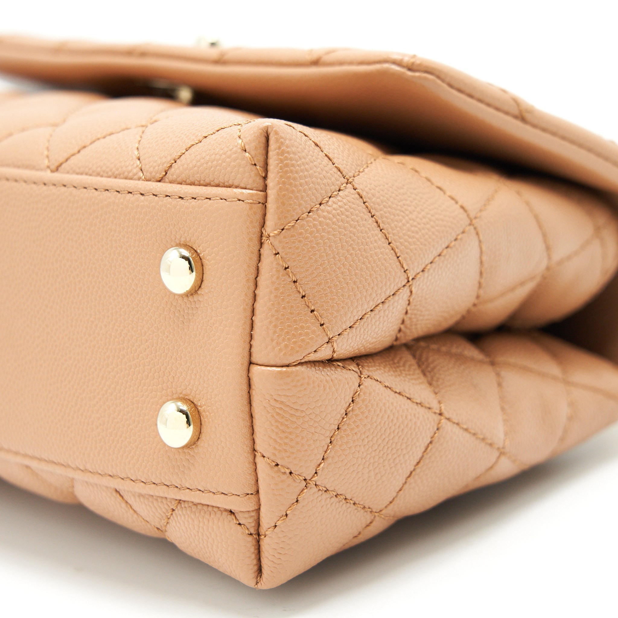 CHANEL MINI COCO HANDLE FLAP BAG 21P CARAMEL LGHW