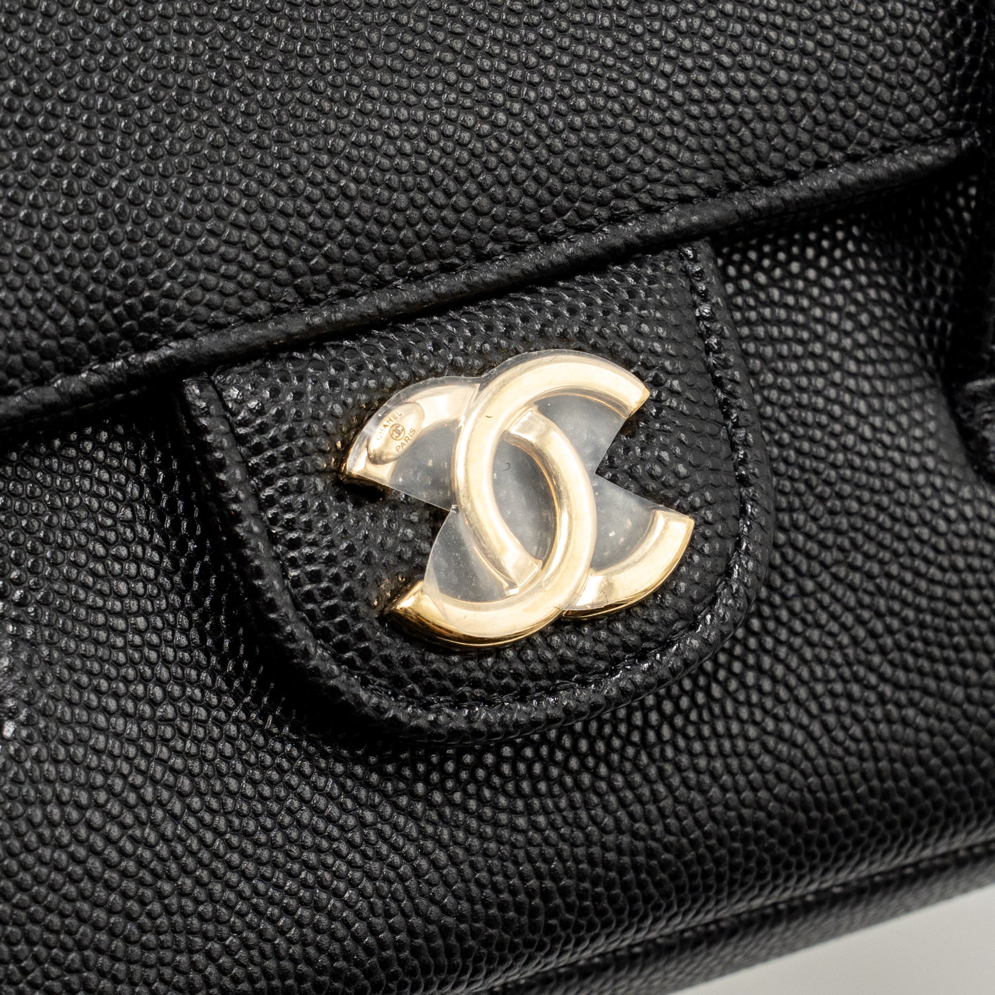 CHANEL 26P PREPPY COCO CLUTCH SHOULDER BAG CAVIAR BLACK GHW (MICROCHIP)