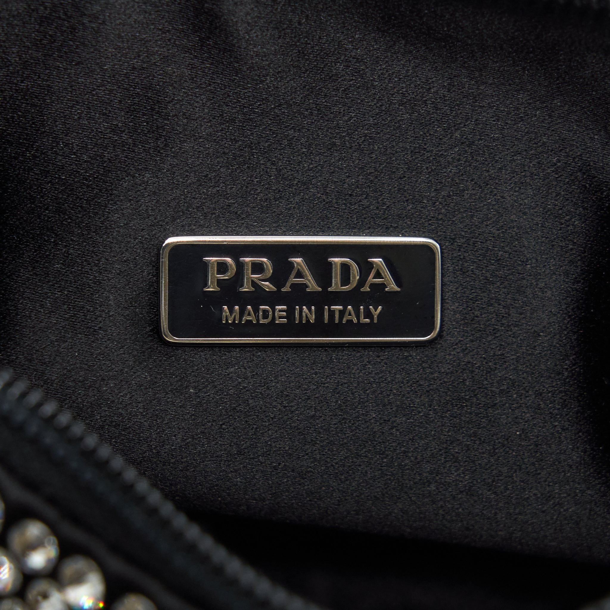 PRADA RE-EDITION 2000 CRYSTAL HOBO BAG NYLON/LEATHER BLACK SHW