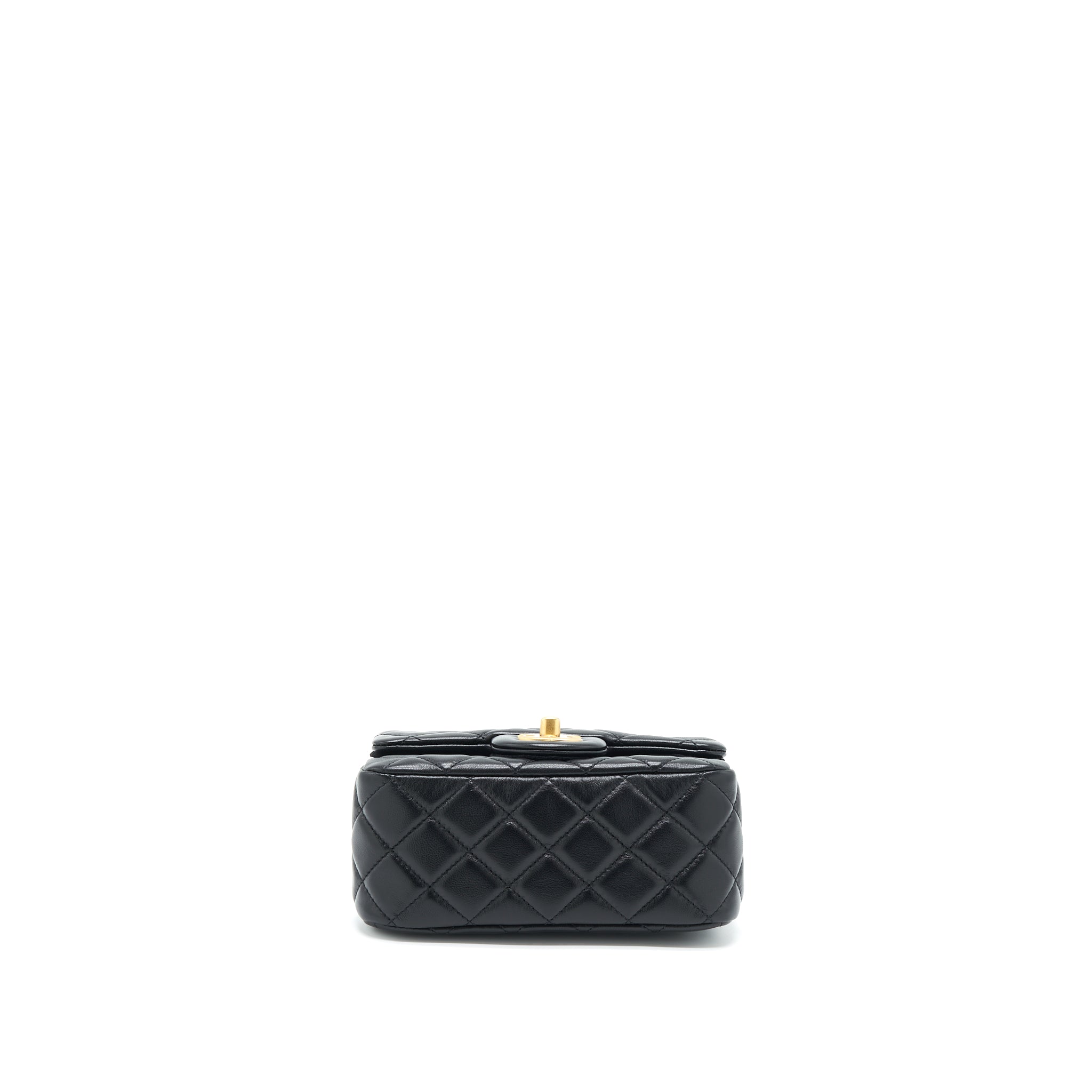 CHANEL PEARL CRUSH MINI SQUARE LAMBSKIN BLACK BRUSHED GHW