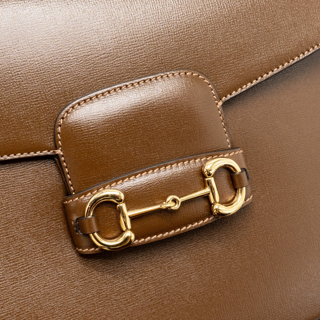 GUCCI HORSEBIT 1955 LARGE SHOULDER BAG LEATHER BROWN GHW