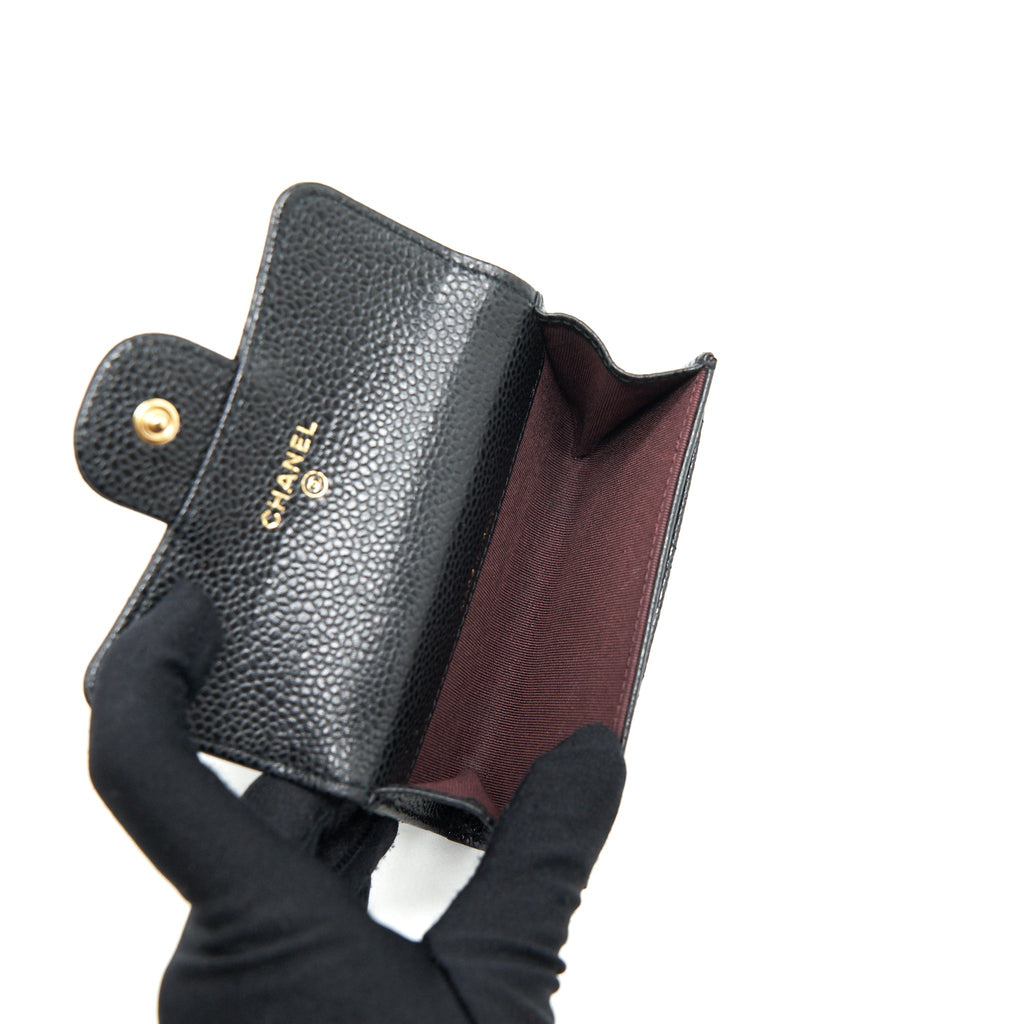 CHANEL CLASSIC FLAP CARD HOLDER CAVIAR BLACK GHW