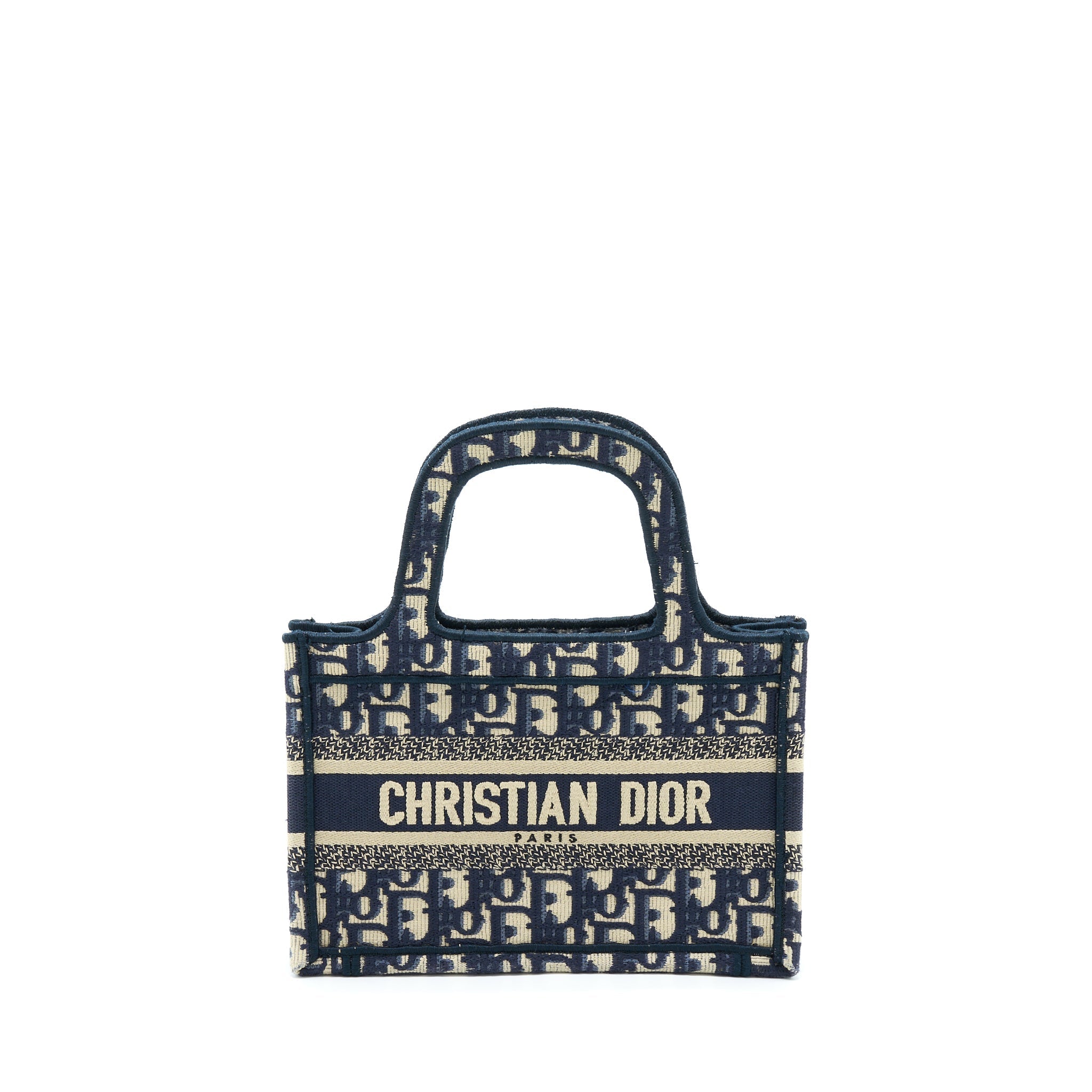 DIOR MINI BOOK TOTE BLUE OBLIQUE EMBRIODERY