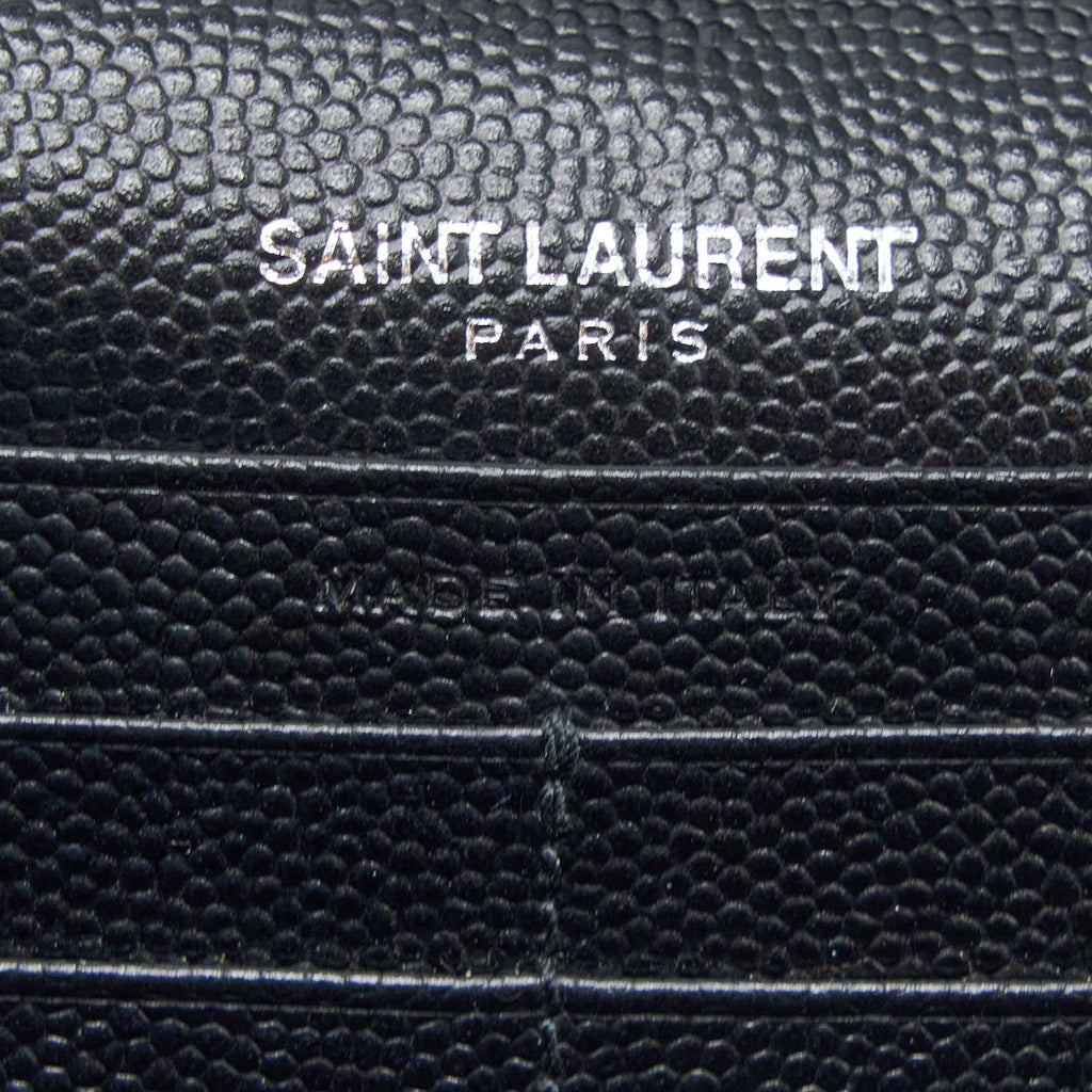 SAINT LAURENT/YSL ENVELOP CHAIN WALLET GRAINED CALFSKIN BLACK SHW
