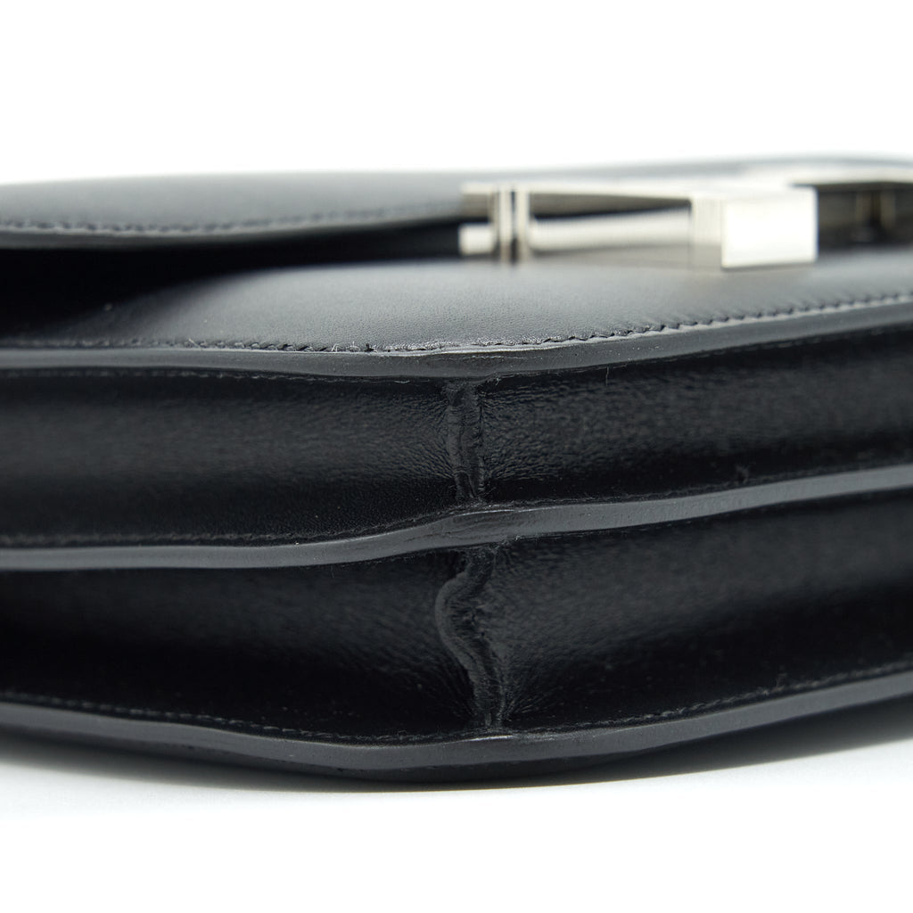 HERMES MINI CONSTANCE MONSTEUR LEATHER LIZARD BUCKLE BLACK / OMBRE SHW