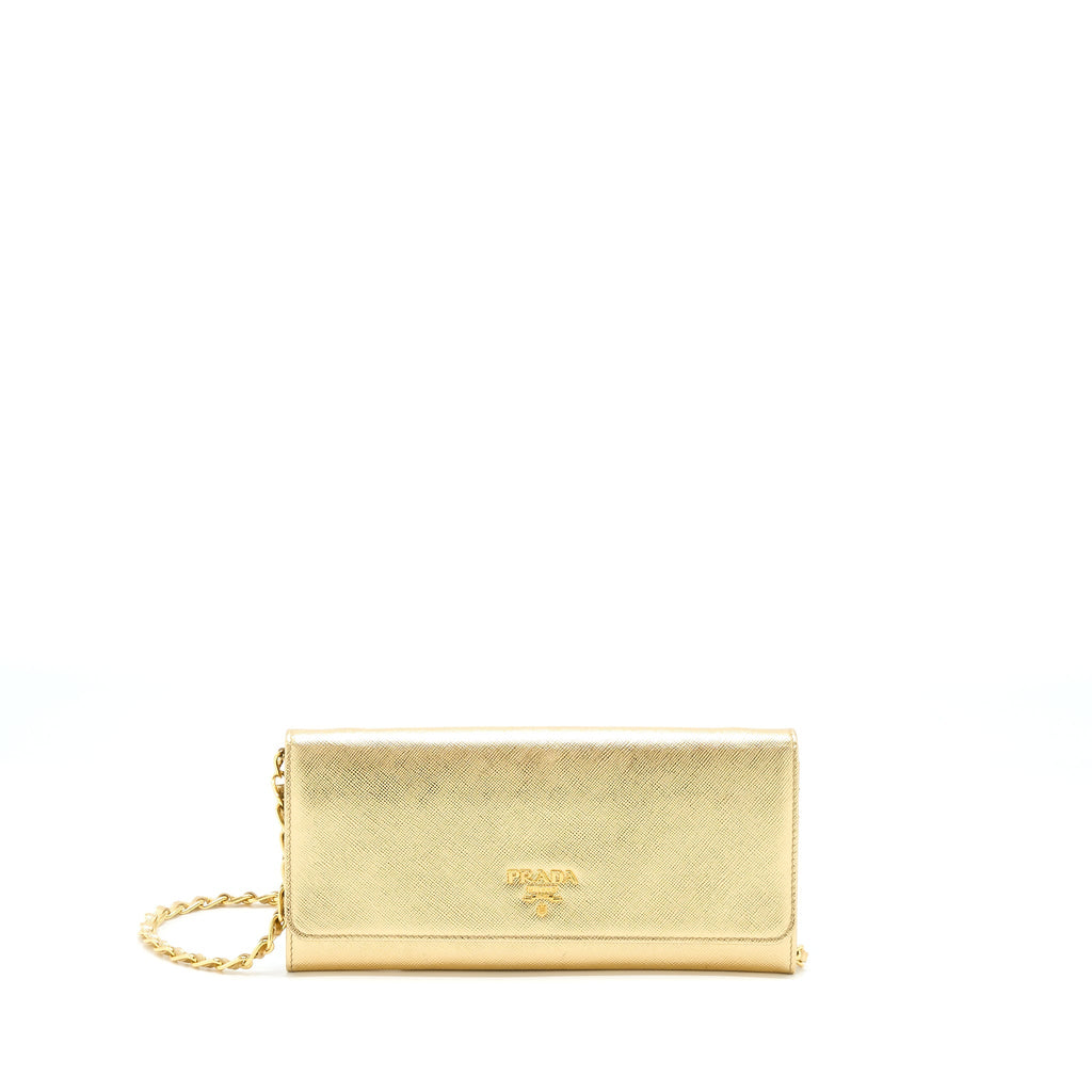 PRADA MINI WALLET ON CHAIN GOLD GHW