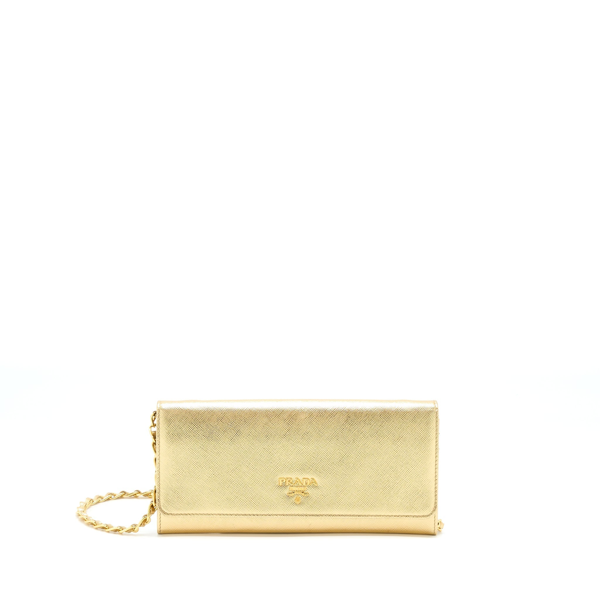 PRADA MINI WALLET ON CHAIN GOLD GHW
