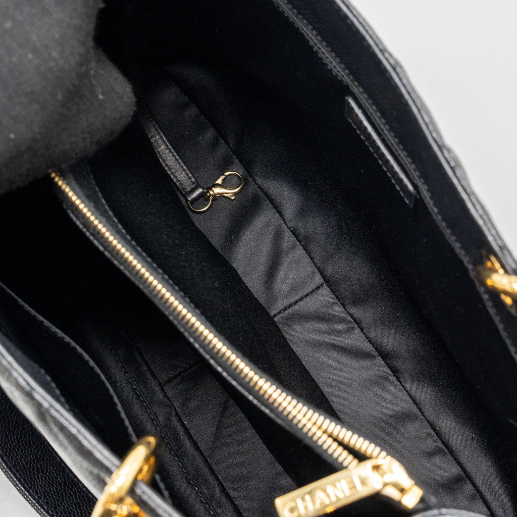CHANEL GRAND SHOPPING TOTE BAG CAVIAR BLACK GHW