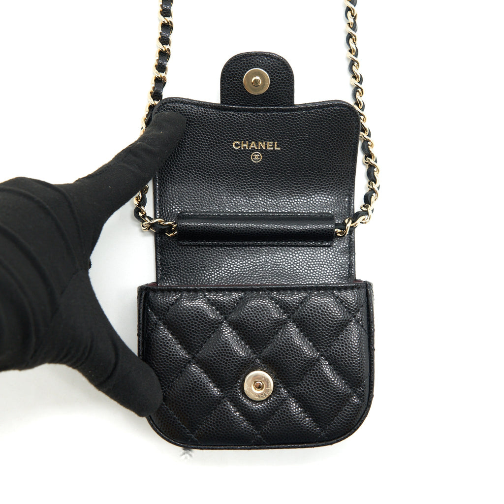CHANEL MINI FLAP VANITY WITH CHAIN CAVIAR BLACK LGHW