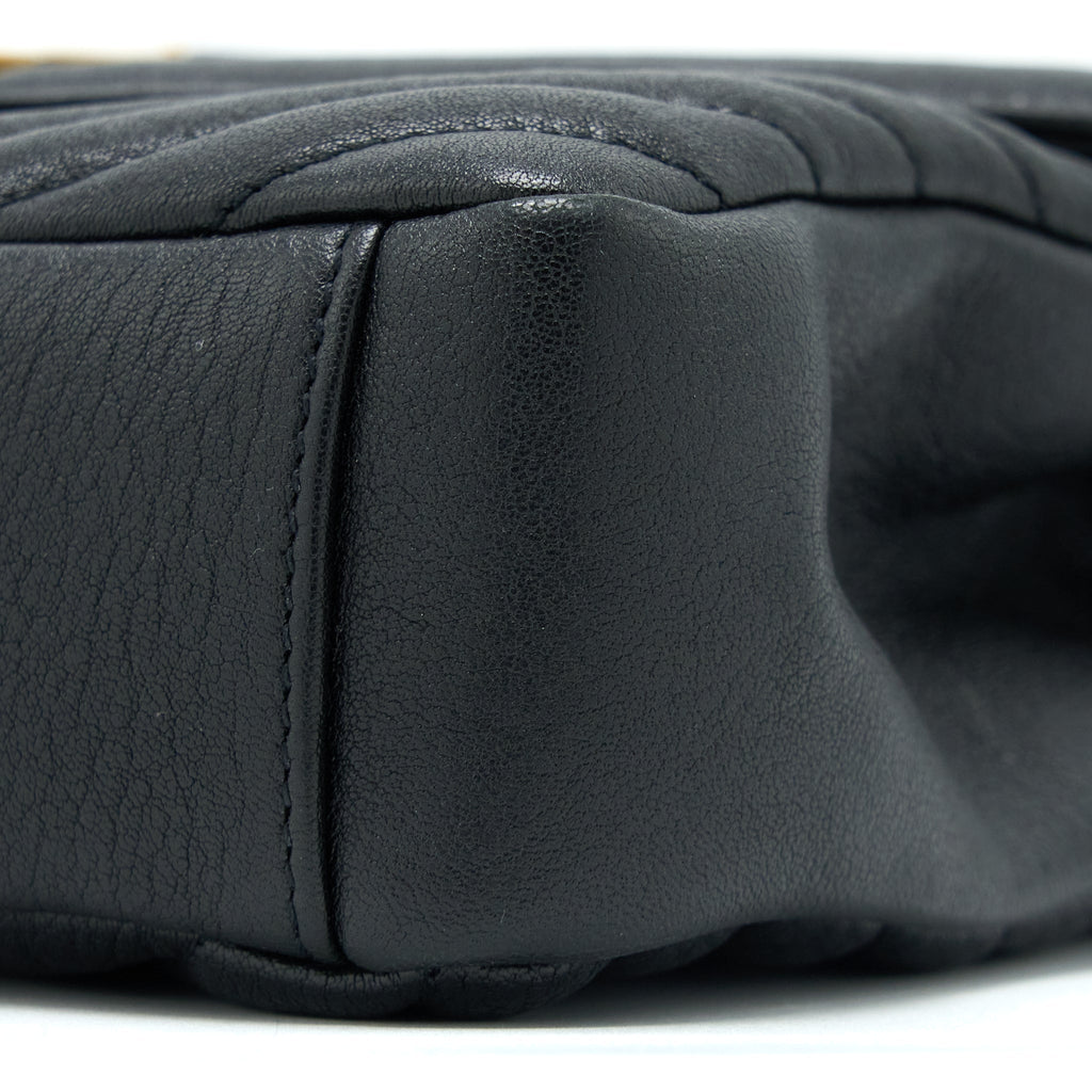 SAINT LAURENT QUILTED MEDIUM COLLEGE BAG LAMBSKIN BLACK BRUSHED GHW