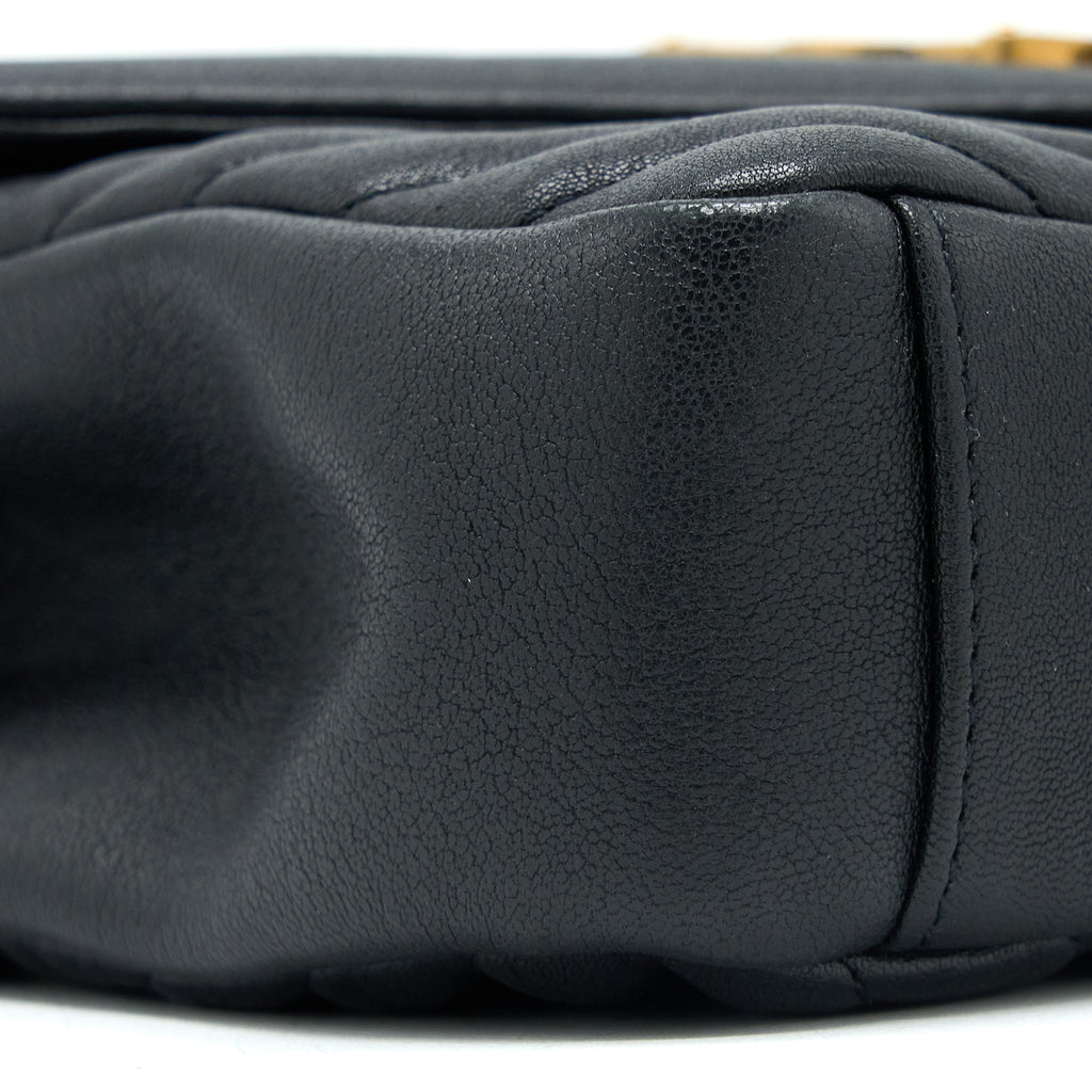 SAINT LAURENT QUILTED MEDIUM COLLEGE BAG LAMBSKIN BLACK BRUSHED GHW