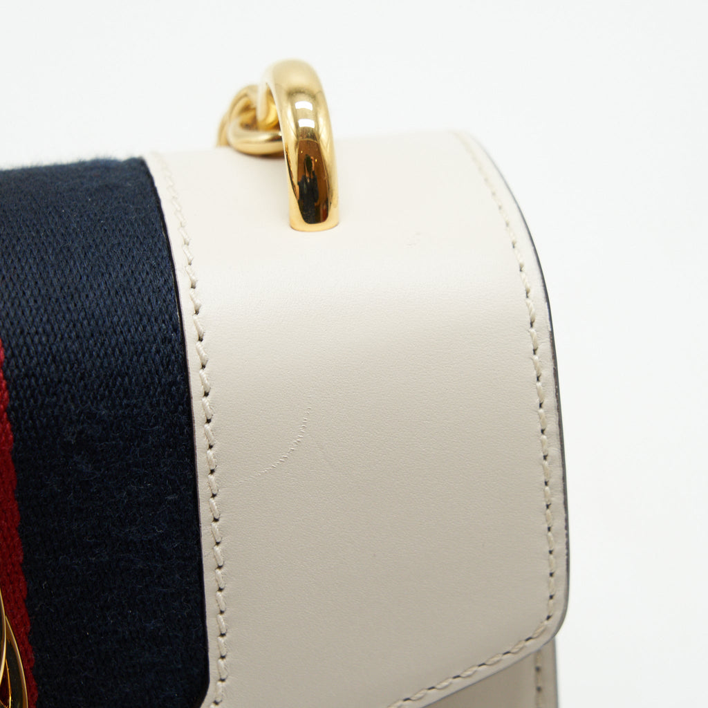 GUCCI MINI SYLVIE CHAIN BAG WHITE GHW