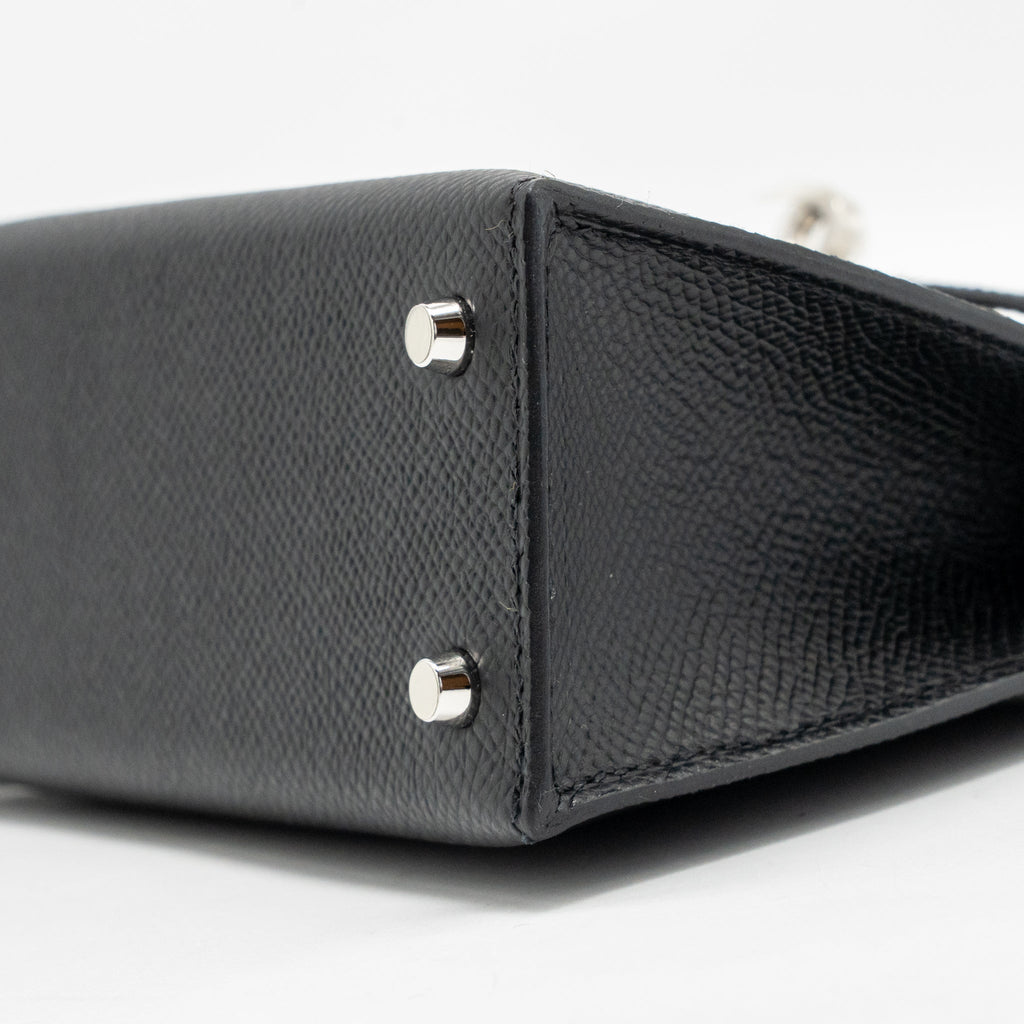 HERMES MINI KELLY II EPSOM BLACK SHW