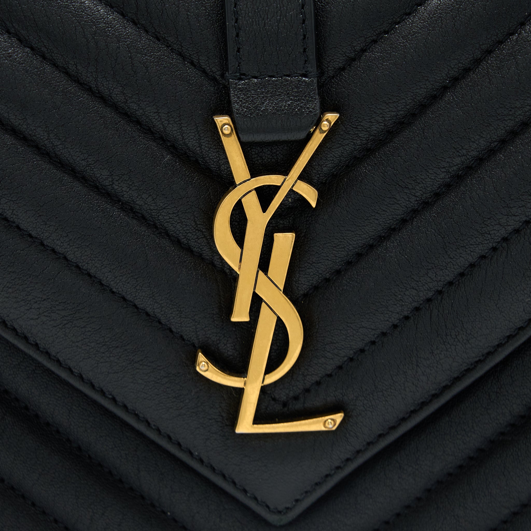 SAINT LAURENT QUILTED MEDIUM COLLEGE BAG LAMBSKIN BLACK BRUSHED GHW