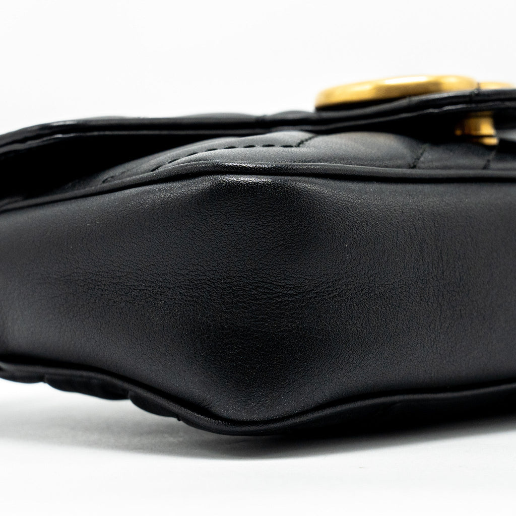 GUCCI SUPER MINI MARMONT CALFSKIN BLACK GHW