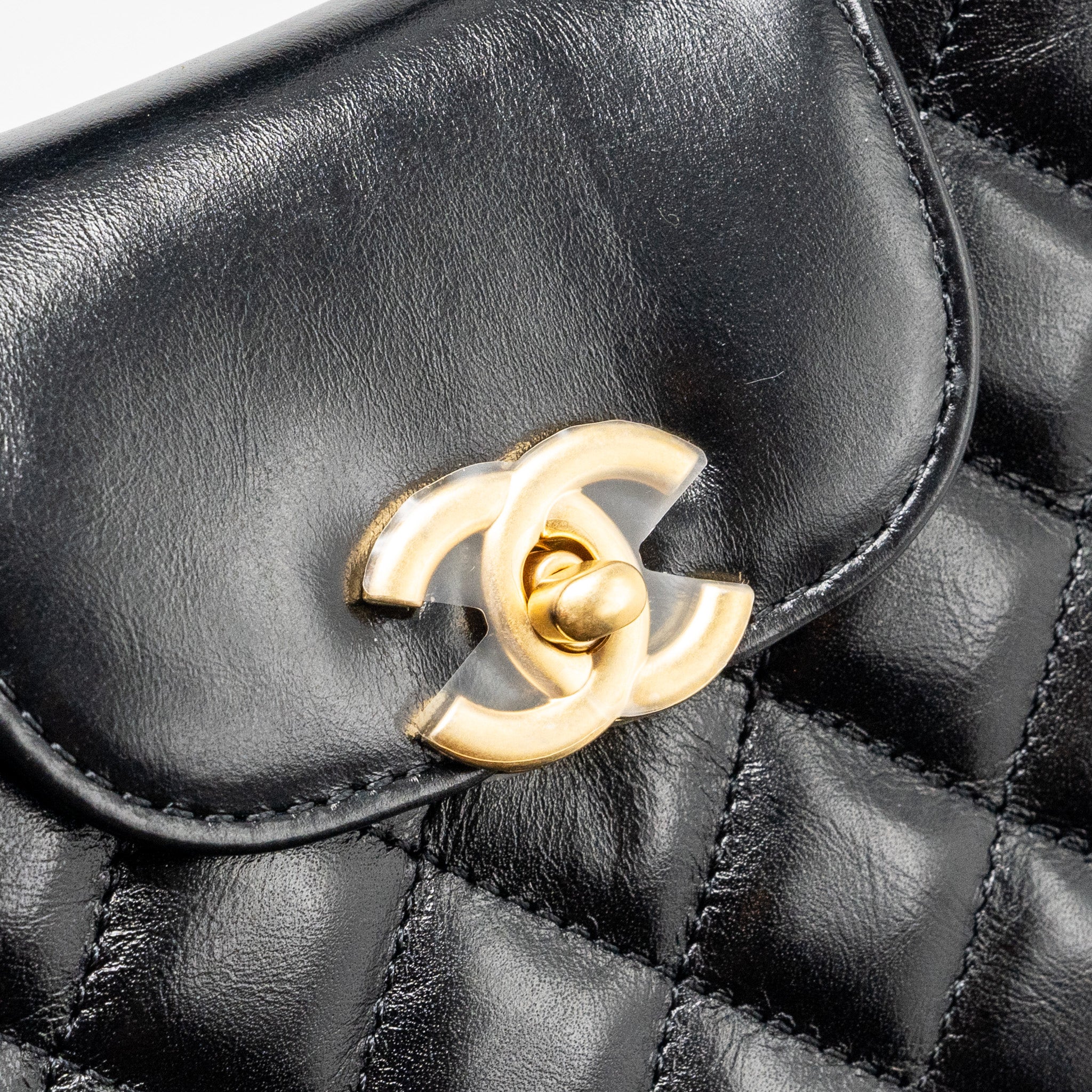 CHANEL 24P MINI SHOPPING TOTE CALFSKIN BLACK GHW (MICROCHIP)