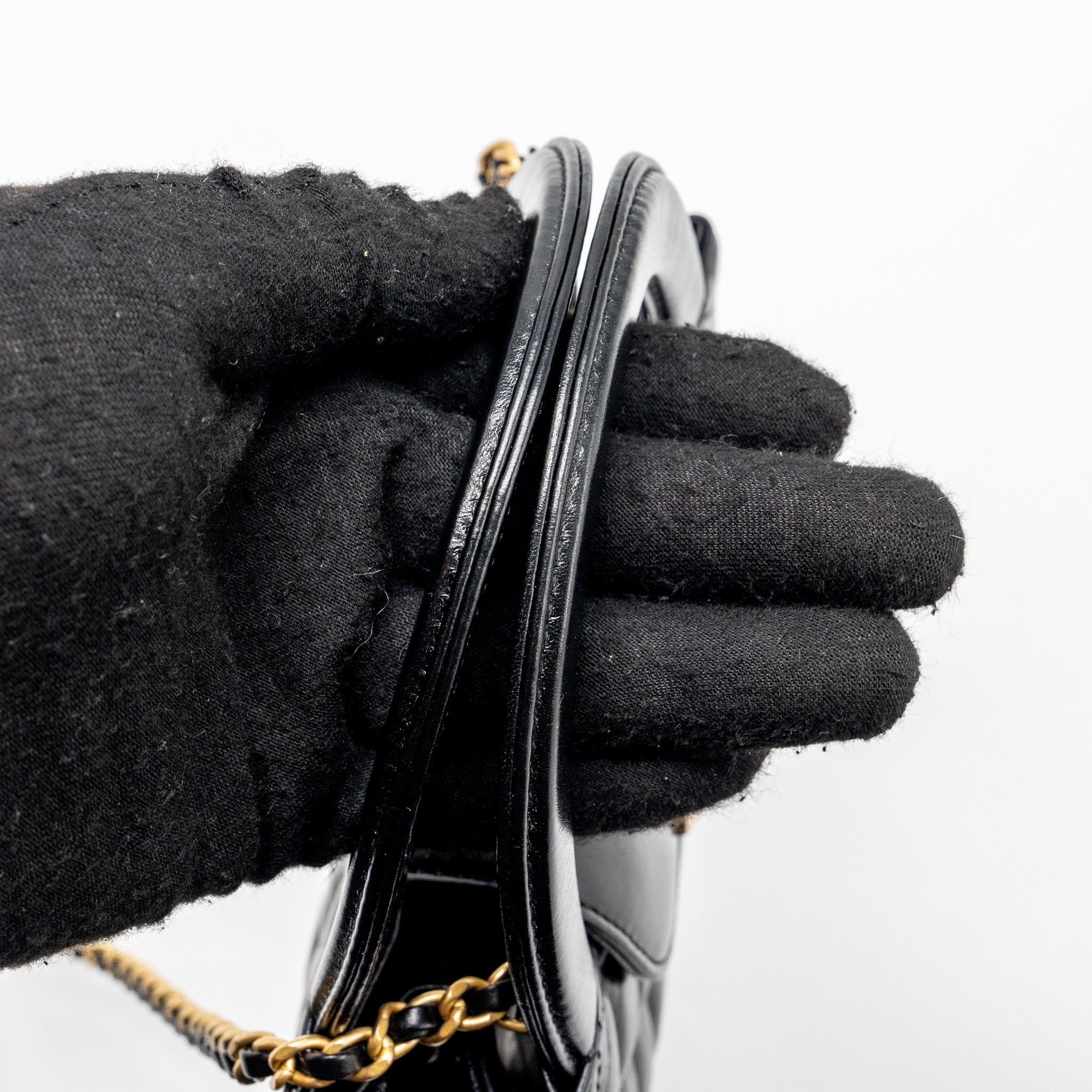 CHANEL 24P MINI SHOPPING TOTE CALFSKIN BLACK GHW (MICROCHIP)