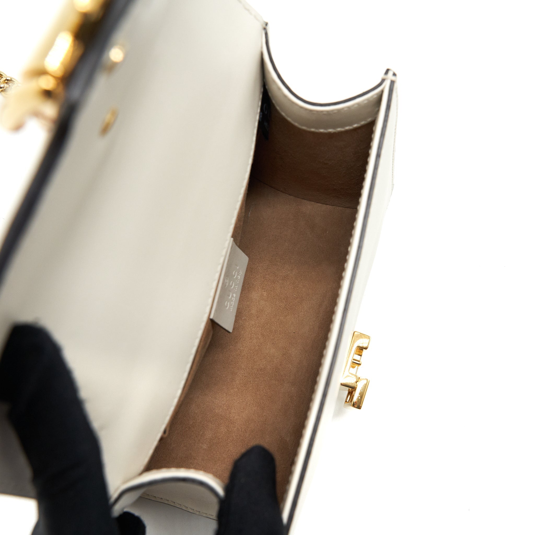 GUCCI MINI SYLVIE CHAIN BAG WHITE GHW