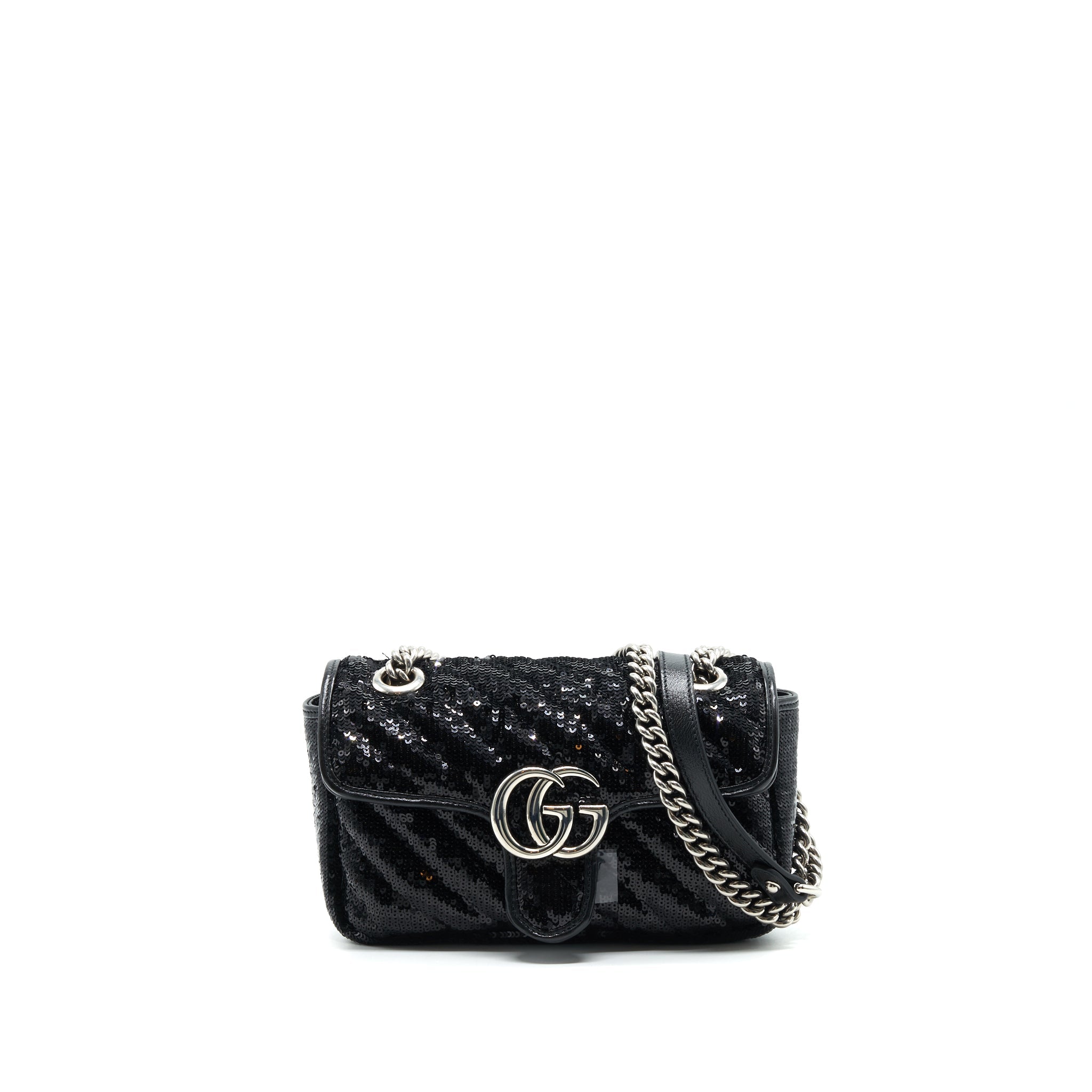 GUCCI MARMONT MINI SEQUIN SHOULDER BAG BLACK