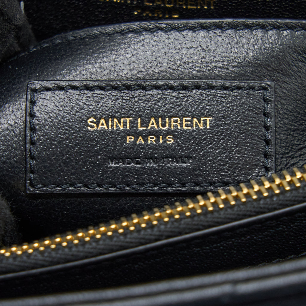 SAINT LAURENT QUILTED MEDIUM COLLEGE BAG LAMBSKIN BLACK BRUSHED GHW