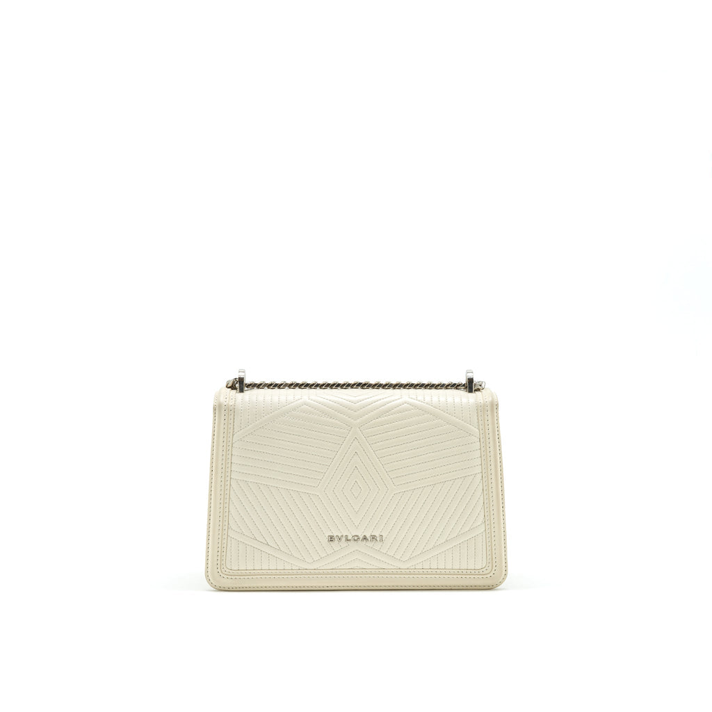 BVLGARI SERPENTI DIAMOND BLAST SHOULDER BAG IN WHITE SHW