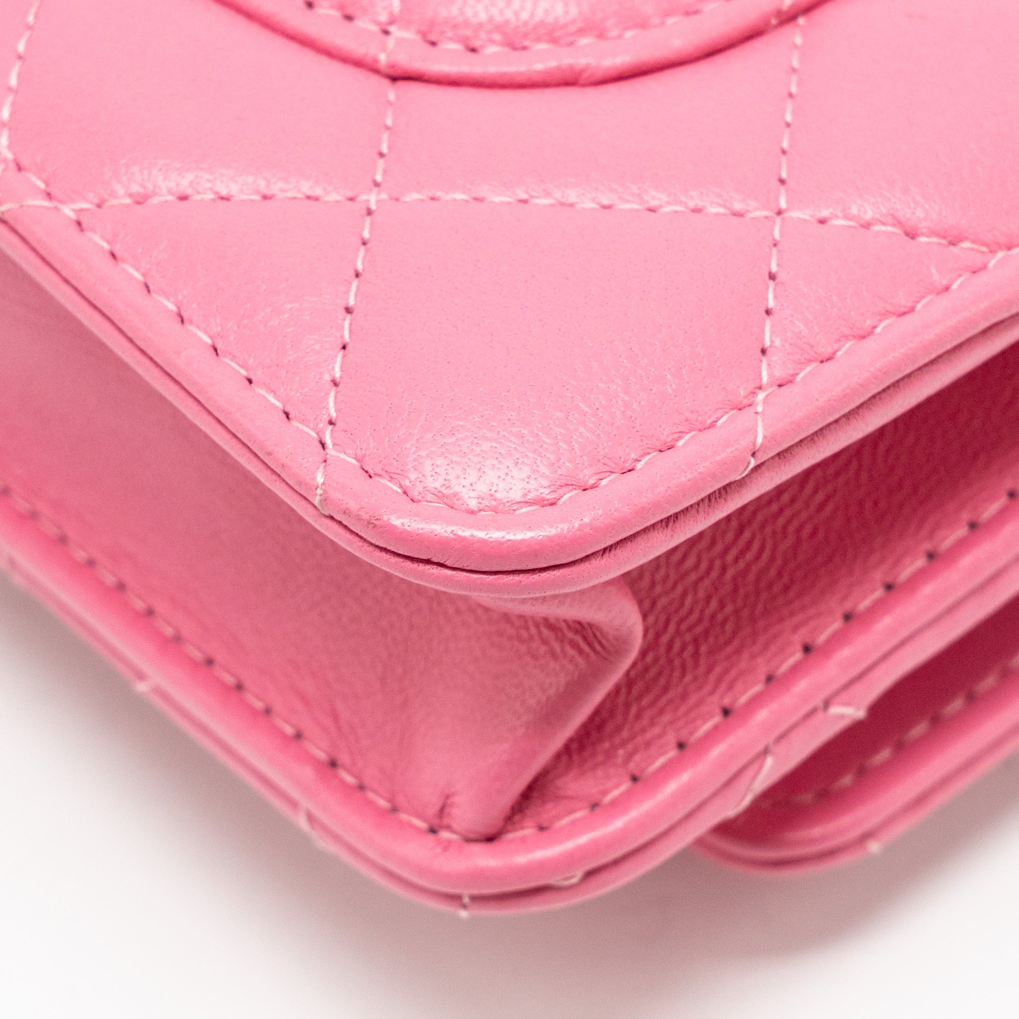 CHANEL PEARL CRUSH WALLET ON CHAIN LAMBSKIN PINK GHW