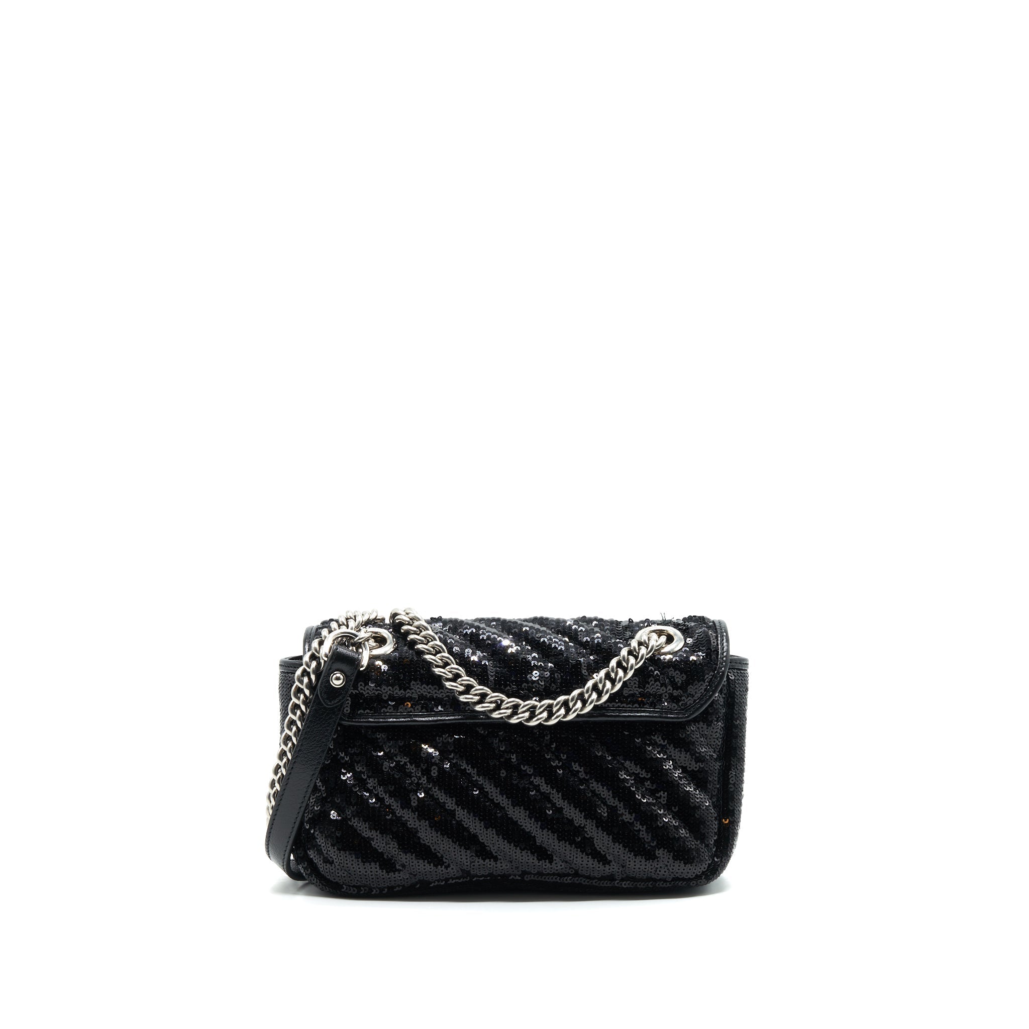 GUCCI MARMONT MINI SEQUIN SHOULDER BAG BLACK