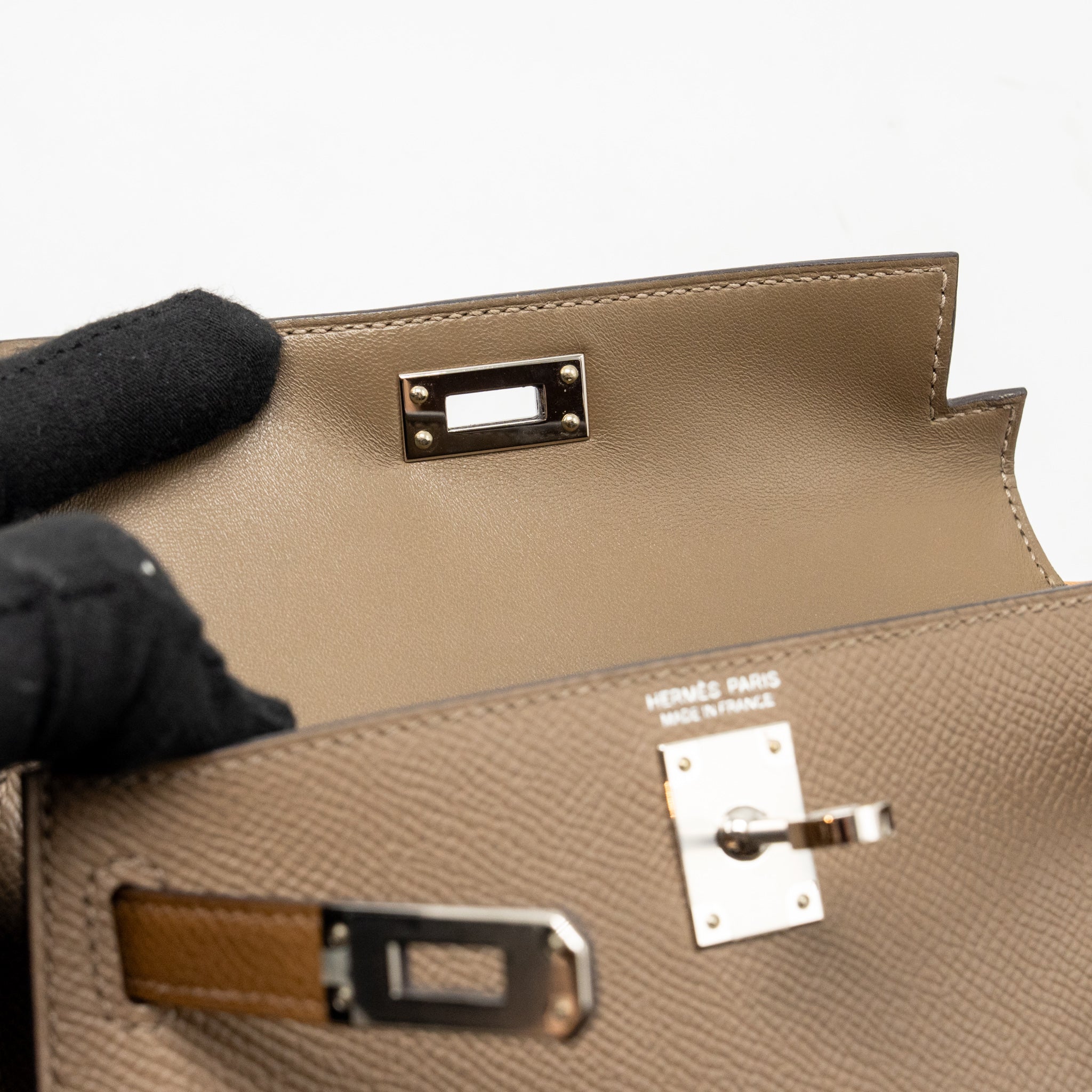 HERMES MINI KELLY II EPSOM ETOUPE/ ALEZAN/ BISCUIT SHW