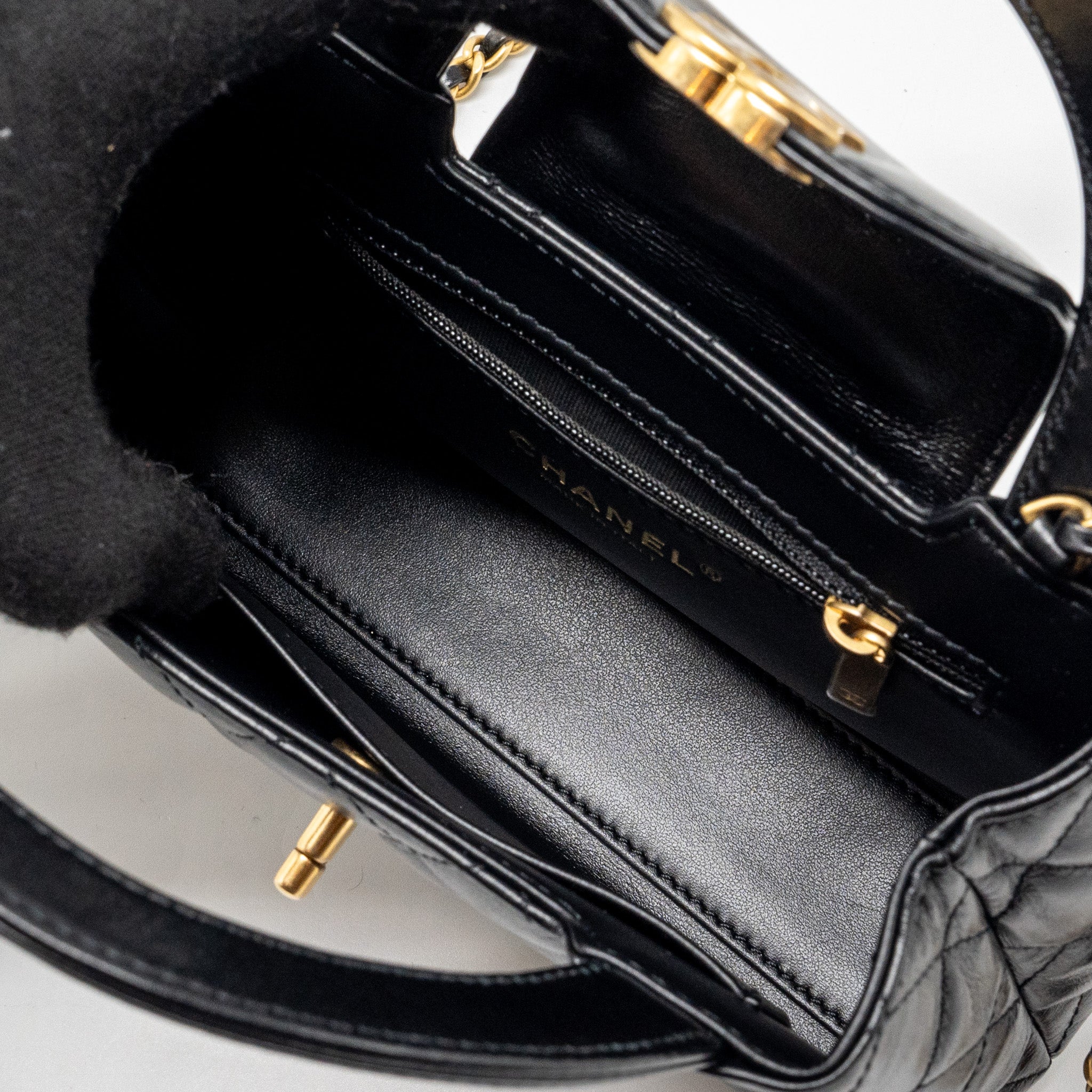 CHANEL 24P MINI SHOPPING TOTE CALFSKIN BLACK GHW (MICROCHIP)