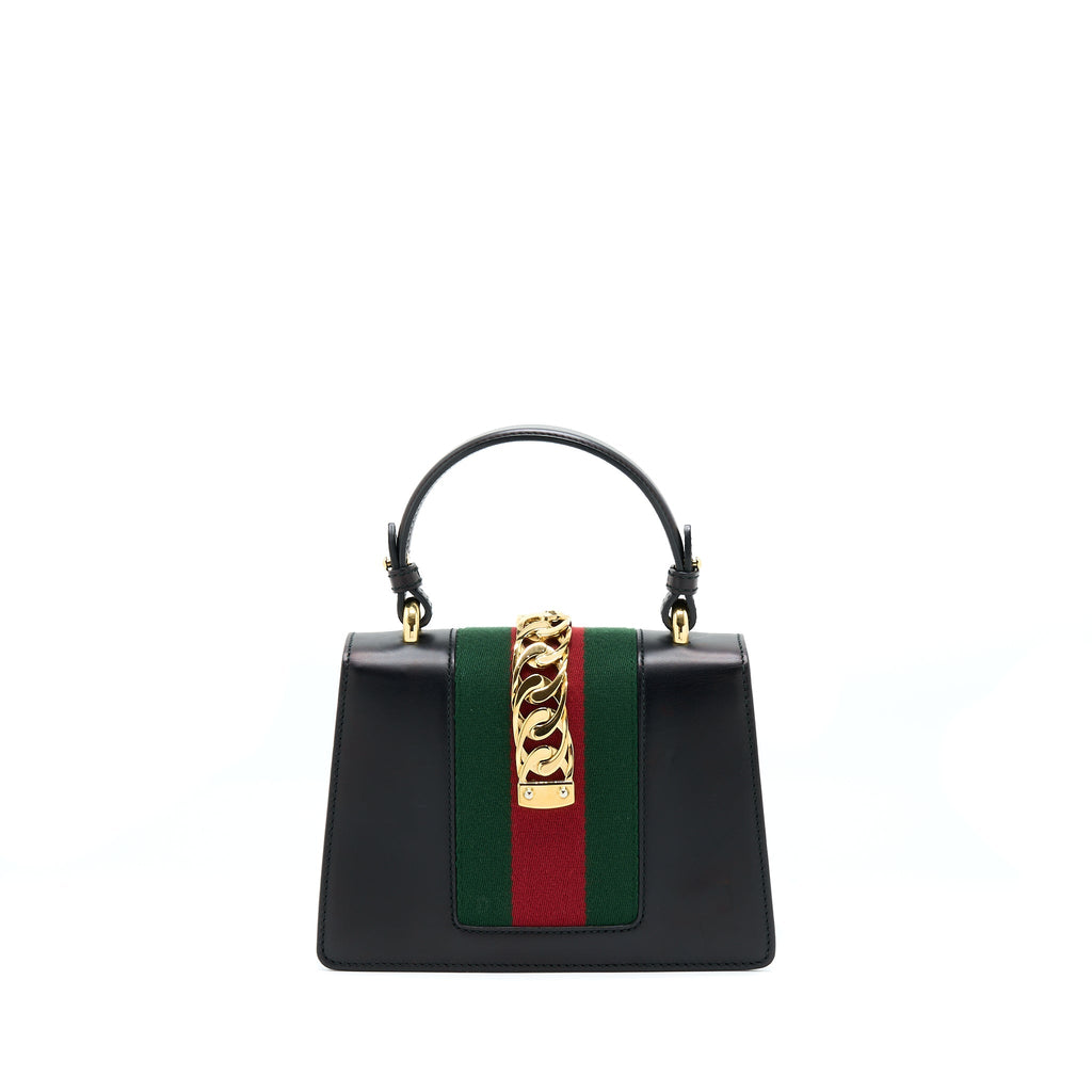 GUCCI MINI TOP HANDLE SYLVIE BAG BLACK GHW