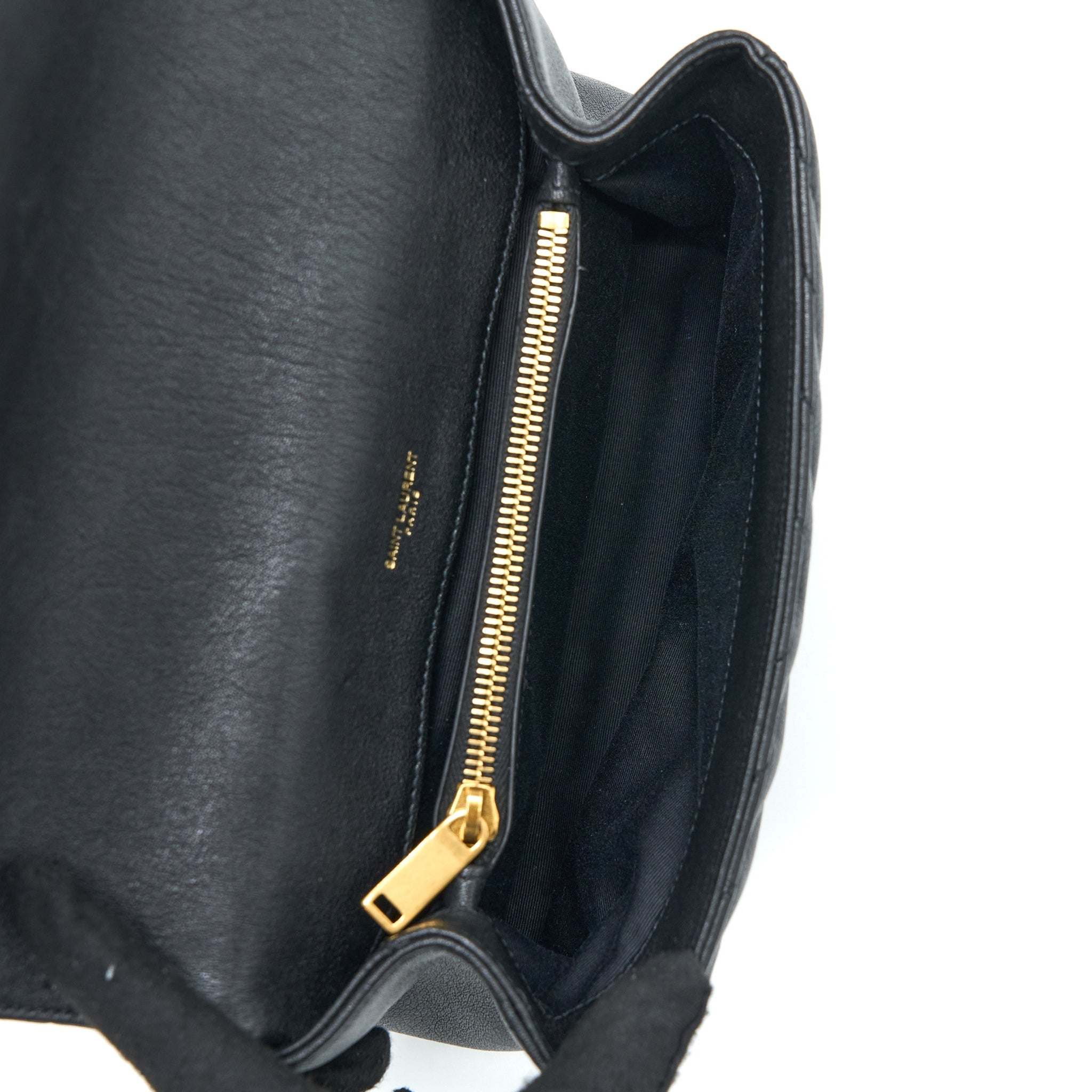 SAINT LAURENT QUILTED MEDIUM COLLEGE BAG LAMBSKIN BLACK BRUSHED GHW