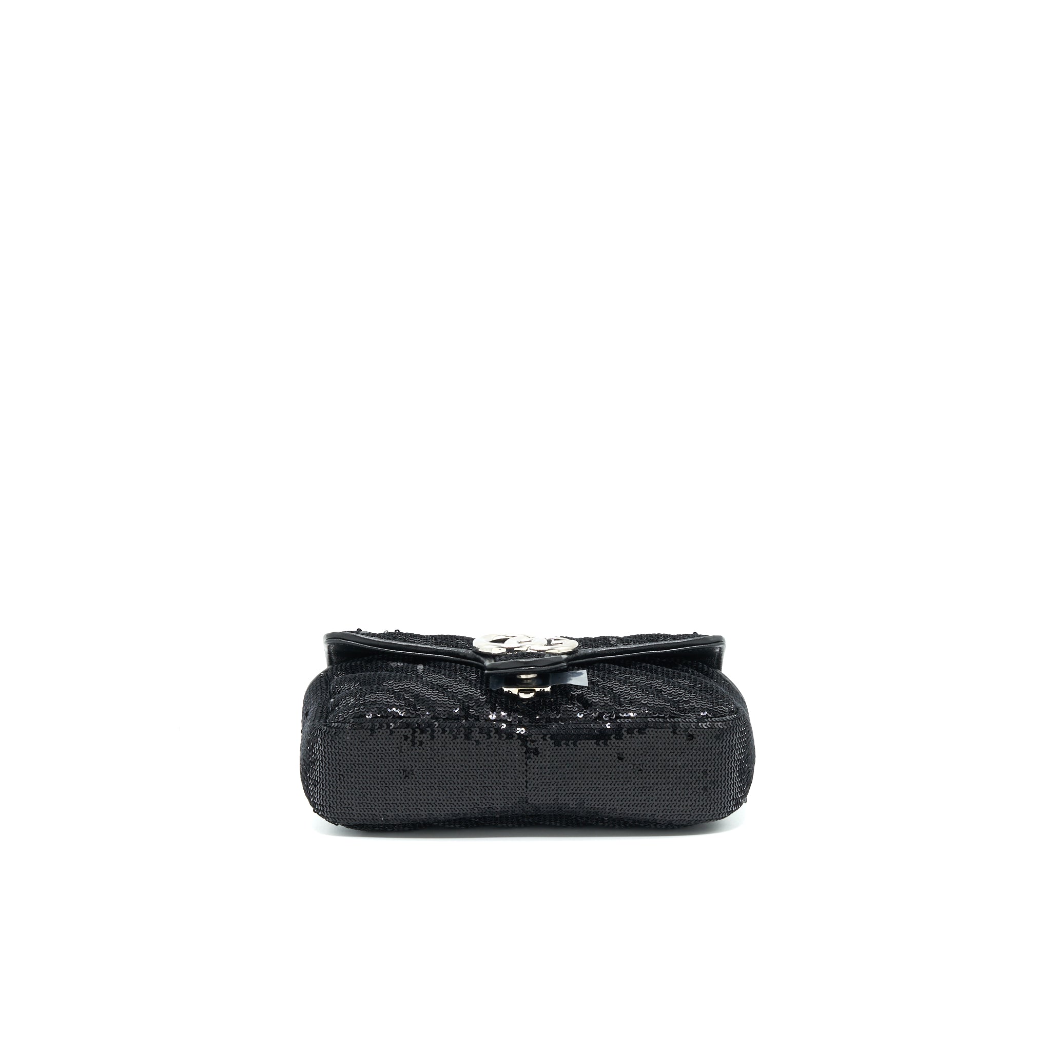 GUCCI MARMONT MINI SEQUIN SHOULDER BAG BLACK