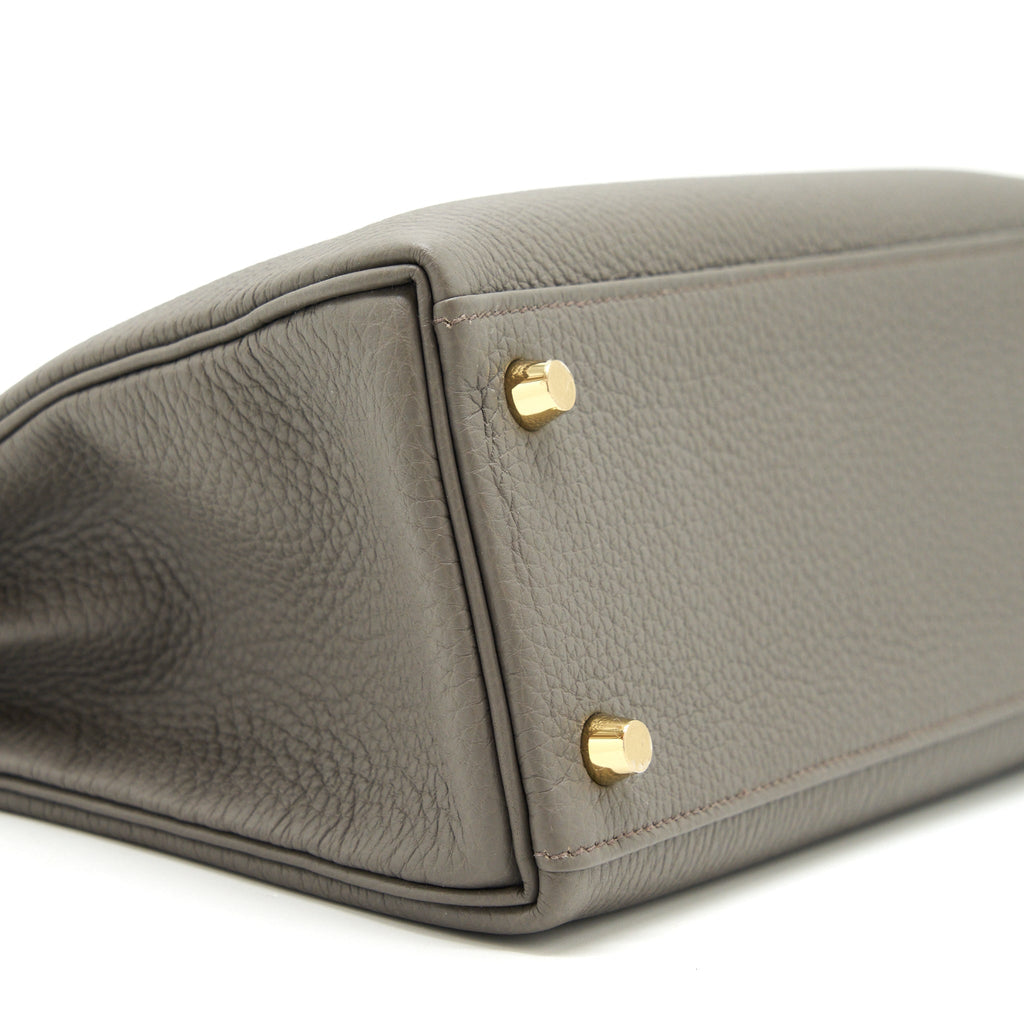 HERMES KELLY 25 TOGO 8F GRIS ETAIN GHW