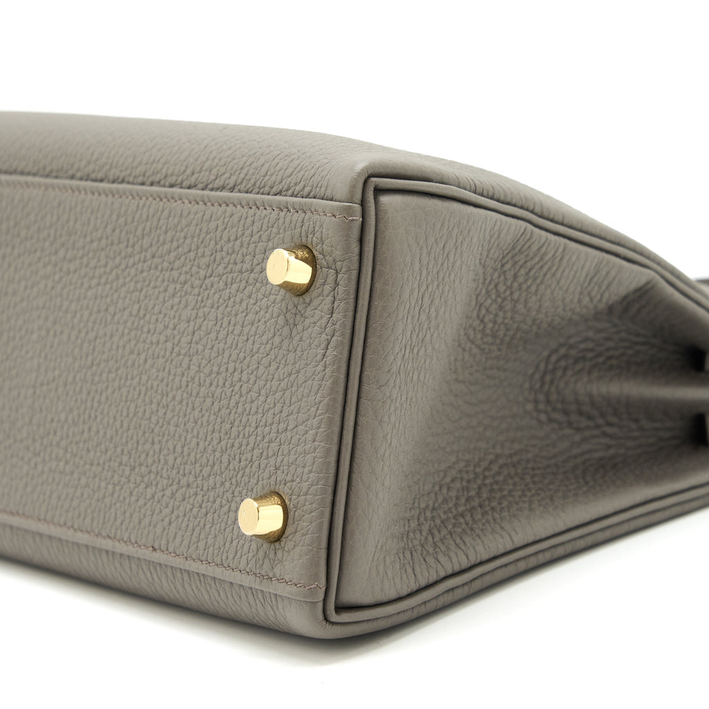 HERMES KELLY 25 TOGO 8F GRIS ETAIN GHW