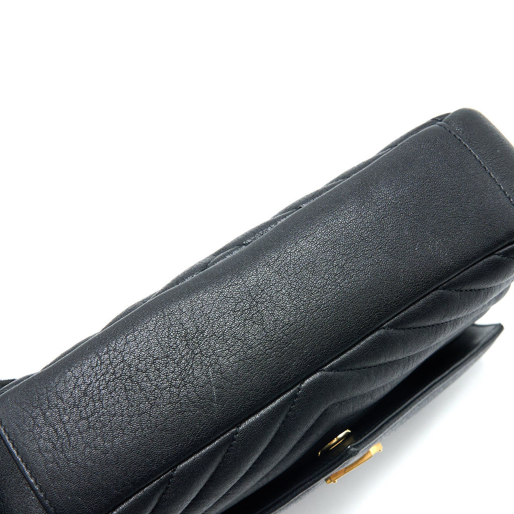 SAINT LAURENT QUILTED MEDIUM COLLEGE BAG LAMBSKIN BLACK BRUSHED GHW
