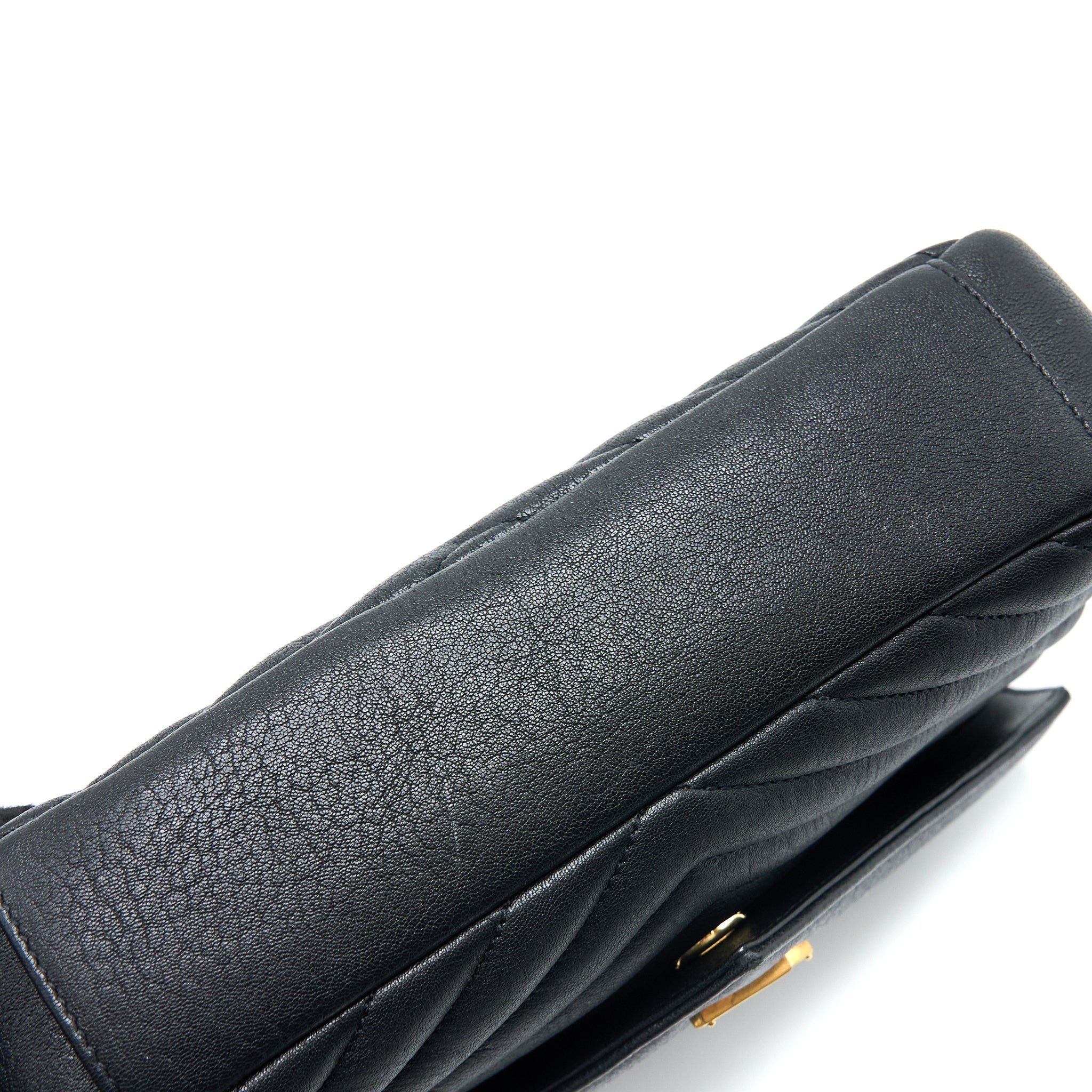 SAINT LAURENT QUILTED MEDIUM COLLEGE BAG LAMBSKIN BLACK BRUSHED GHW