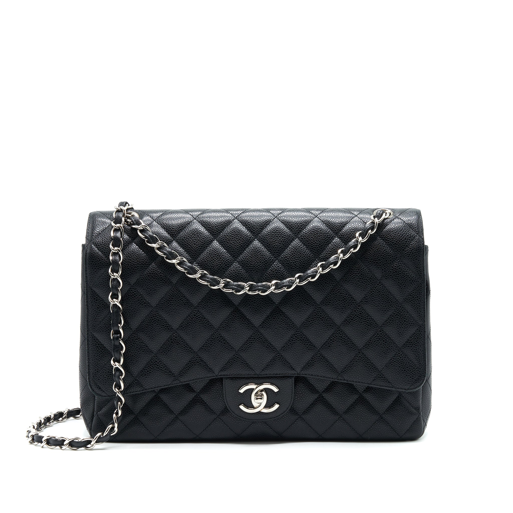 CHANEL MAXI FLAP BAG CAVIAR  BLACK SHW